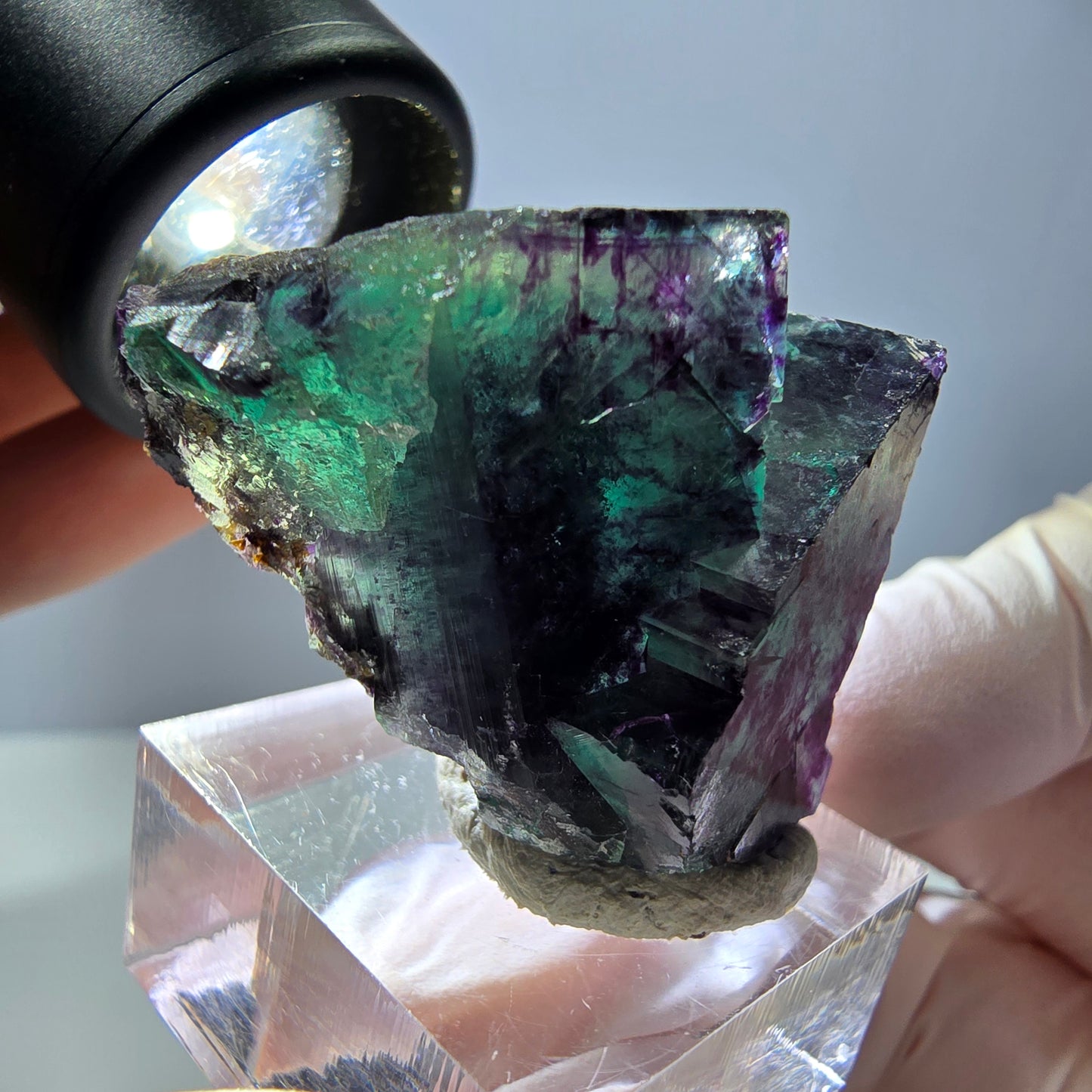 Phantom Fluorit Würfel Stufe, parkettiert grün lila Okorusu, Namibia 41*28*22mm