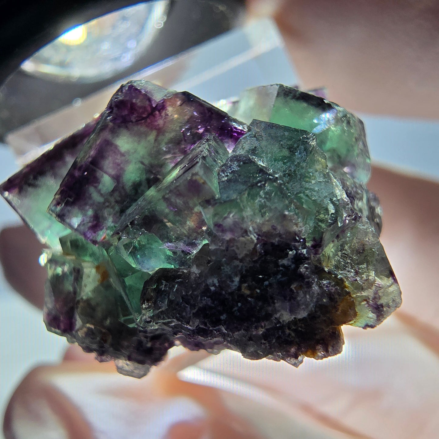 Phantom Fluorit Würfel Stufe, grün lila Okorusu, Namibia 28*25*16mm
