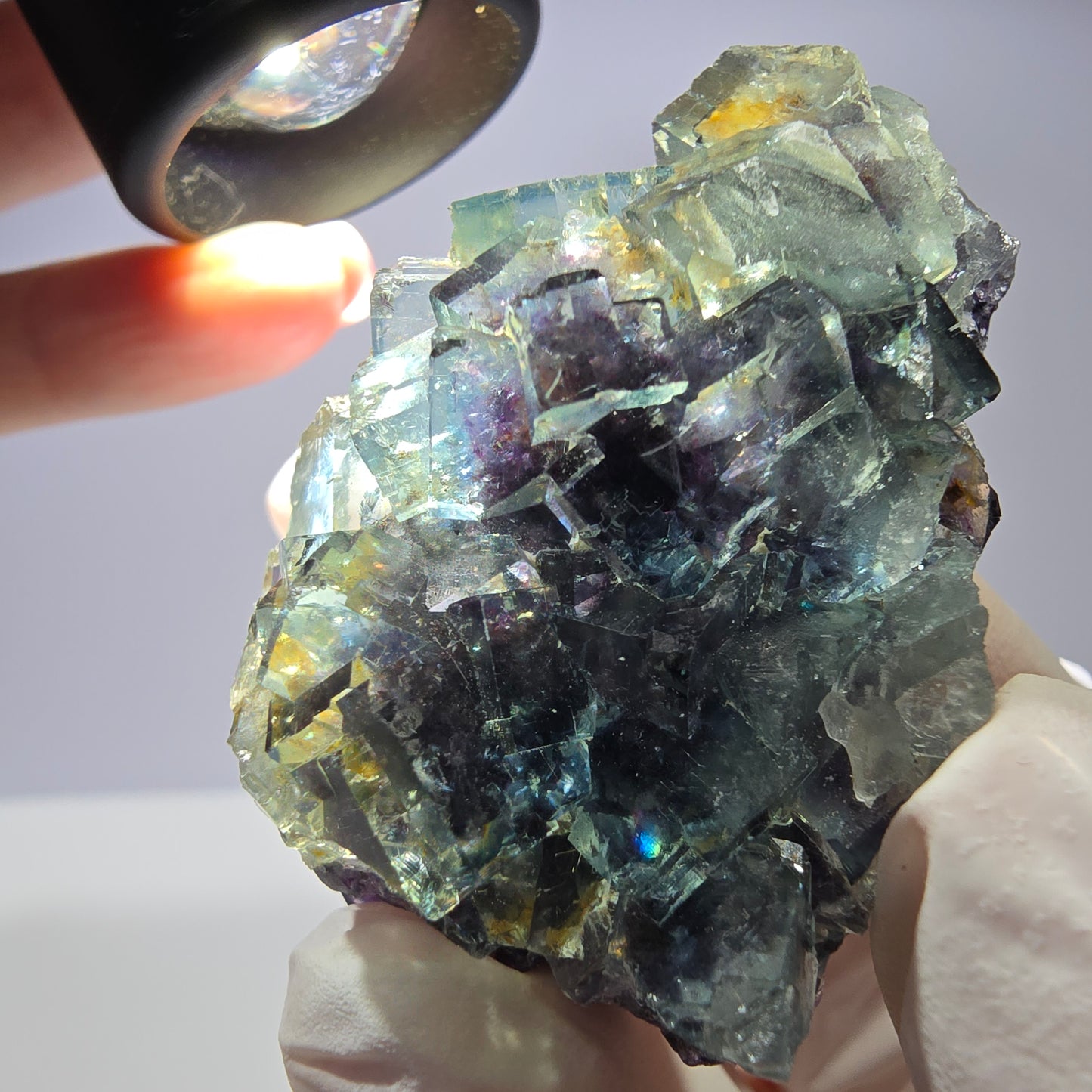 Spécimen de cube de fluorite fantôme très clair parqueté Okorusu, Namibie 49*36*26mm