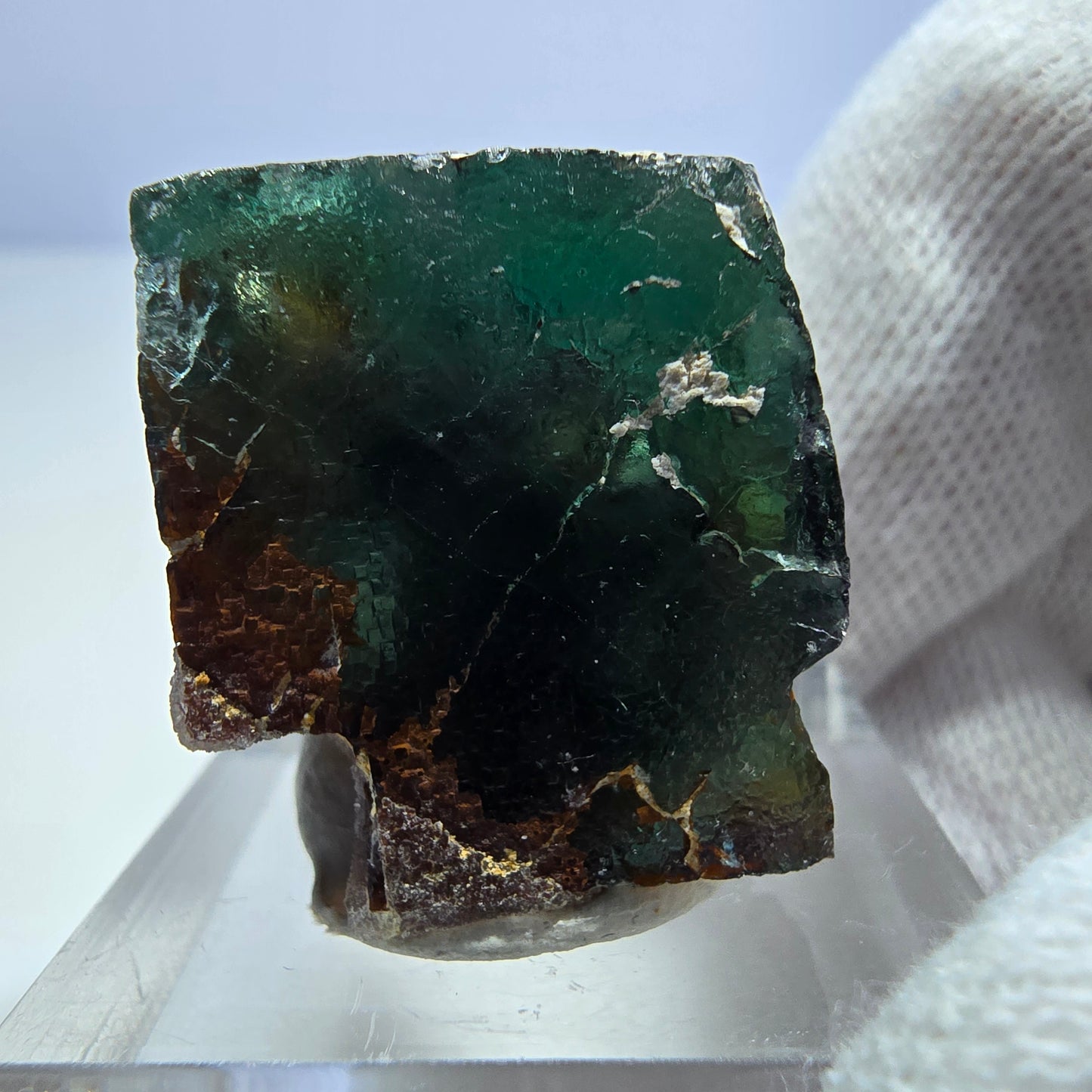 Klare Phantom Fluorit Würfel Stufe zonal grün lila braun Okorusu, Namibia 31*20*19mm