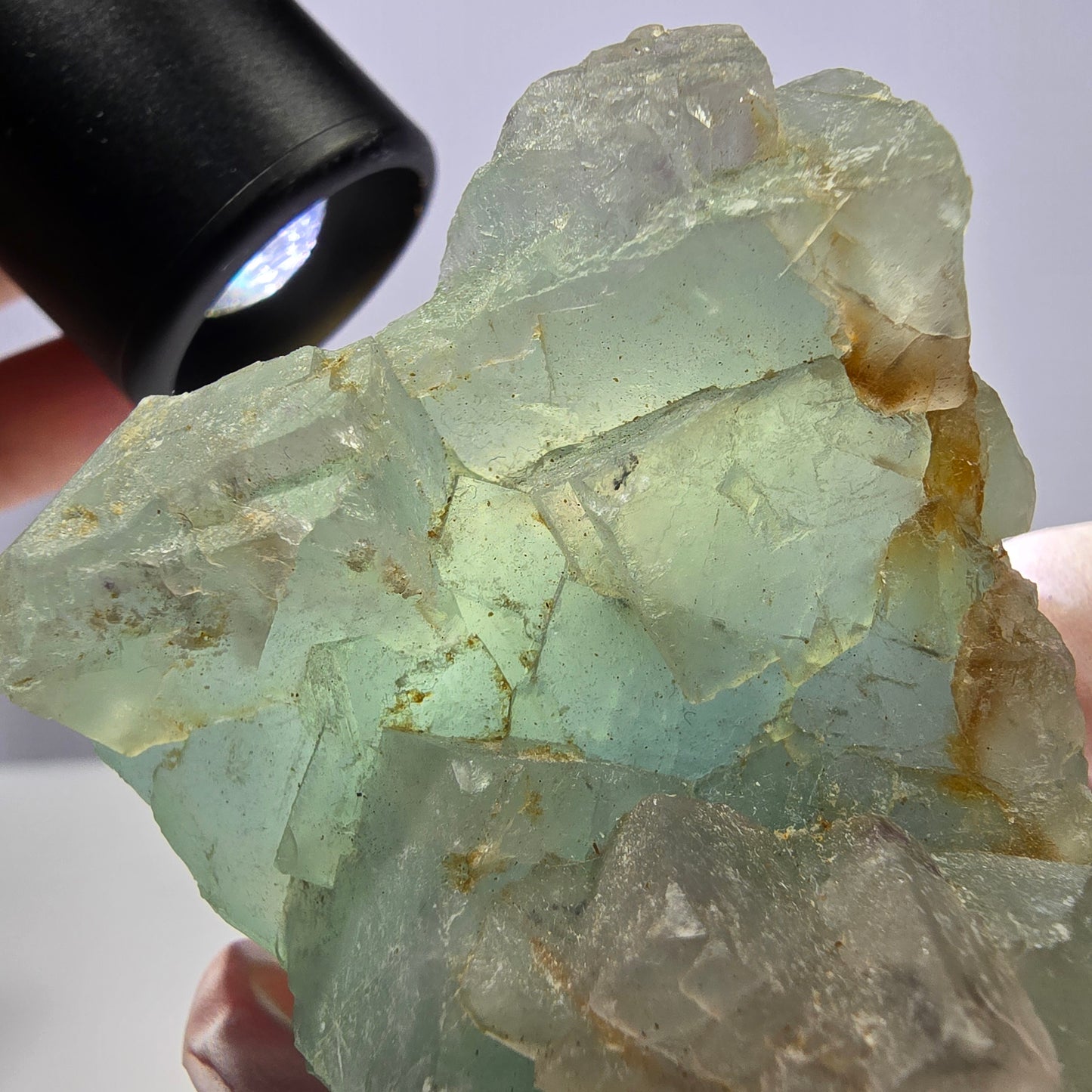 Rare spécimen de cube de fluorite fantôme, vert et blanc, Okorusu, Namibie, 61 x 51 x 34 mm