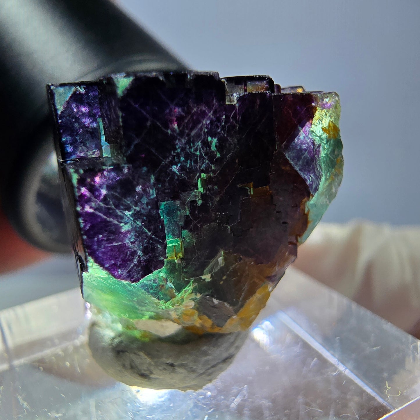Phantom Fluorit Würfel Stufe grün lila zonal 11:11 Angel Pocket, Namibia 21*18*15mm