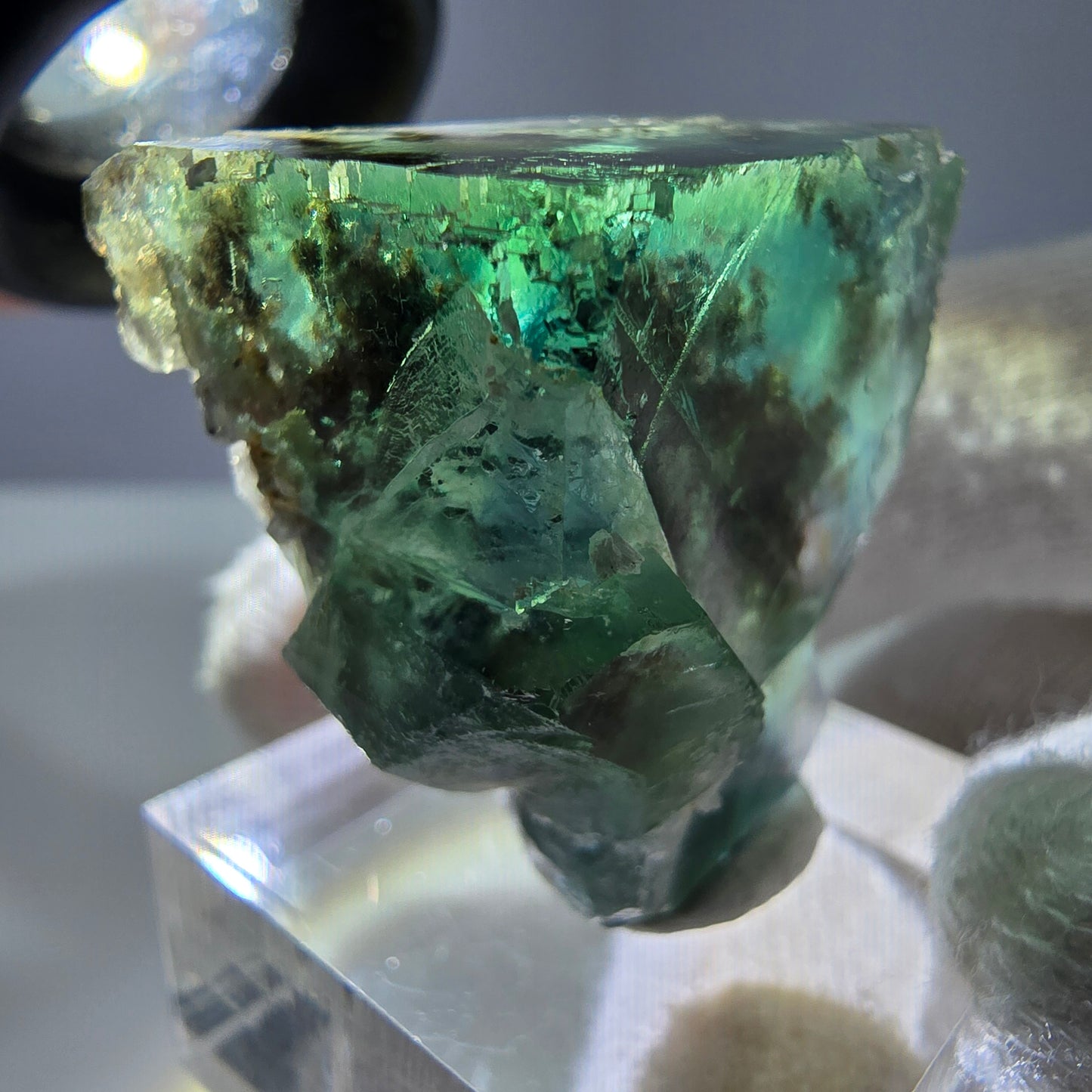 Spécimen de cube de fluorite fantôme très clair, vert turquoise Okorusu, Namibie 35*32*21mm