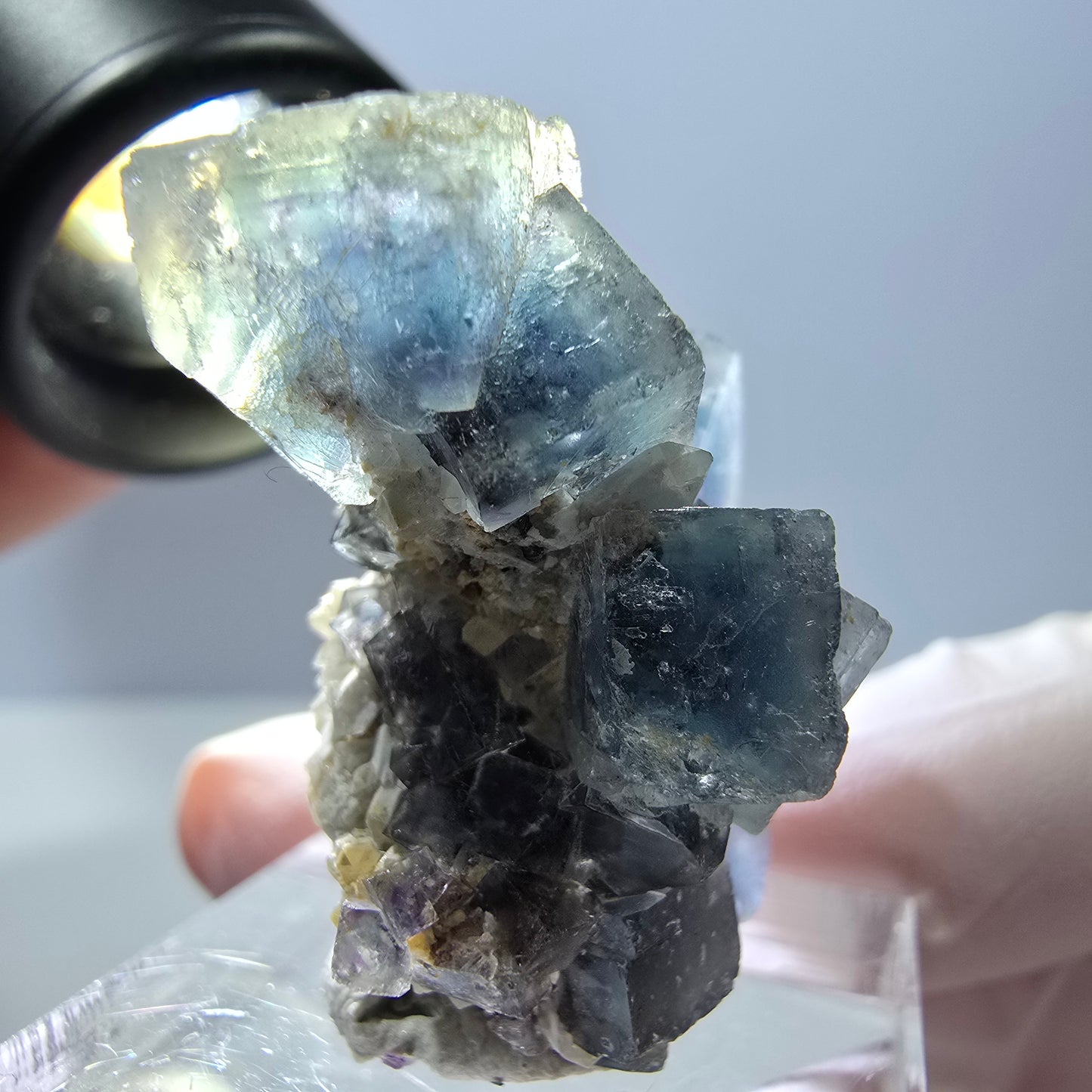 Phantom Fluorit Würfel Stufe, blau lila Okorusu, Namibia 34*29*20mm