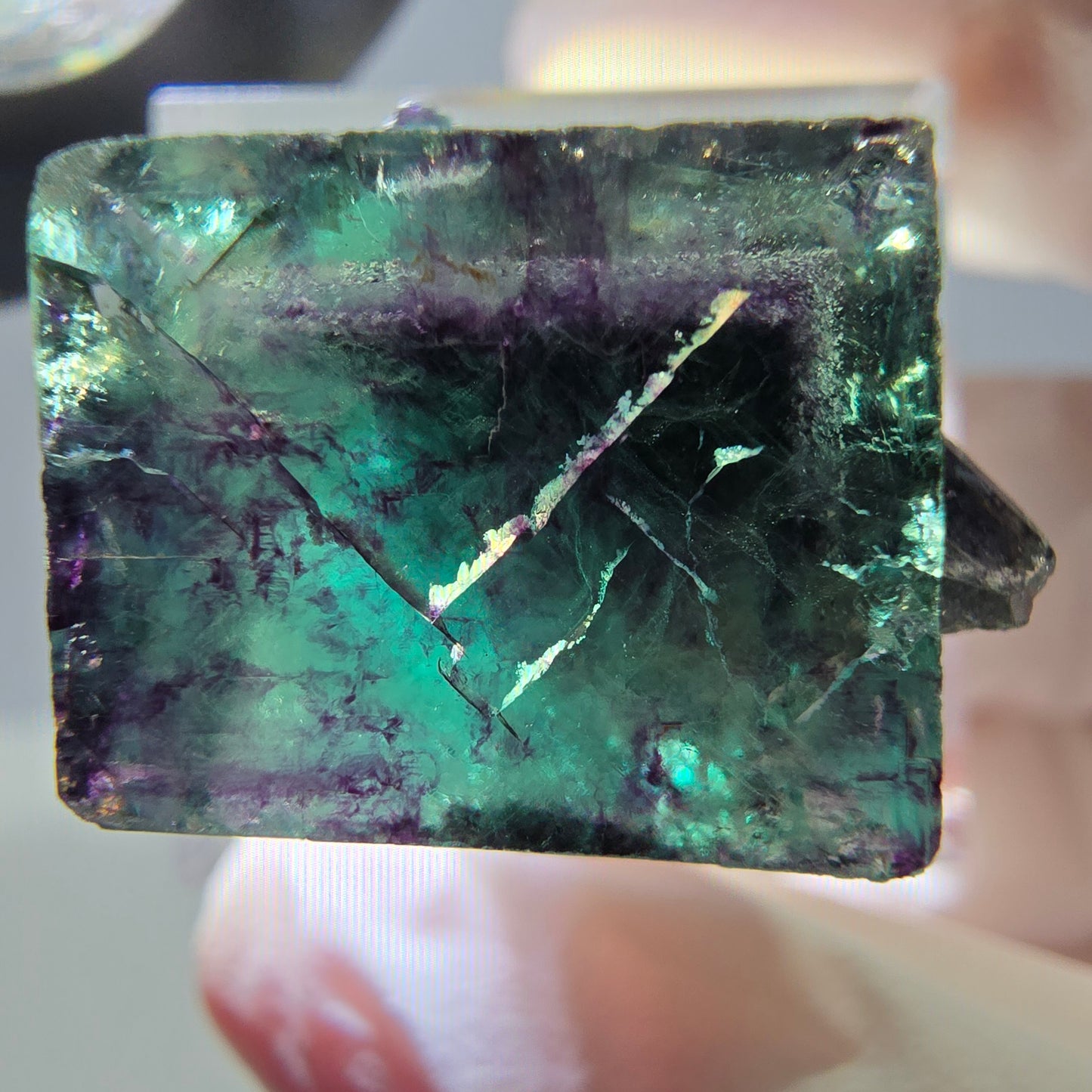 Phantom Fluorit Würfel Stufe, grün lila Okorusu, Namibia 21*21*19mm