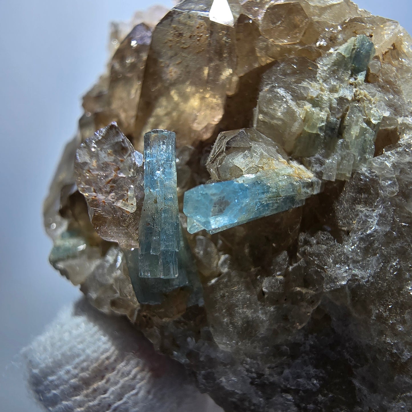 Seltene Aquamarin XX, Rauchquarz Stufe Erongo, Namibia 59*40*33mm