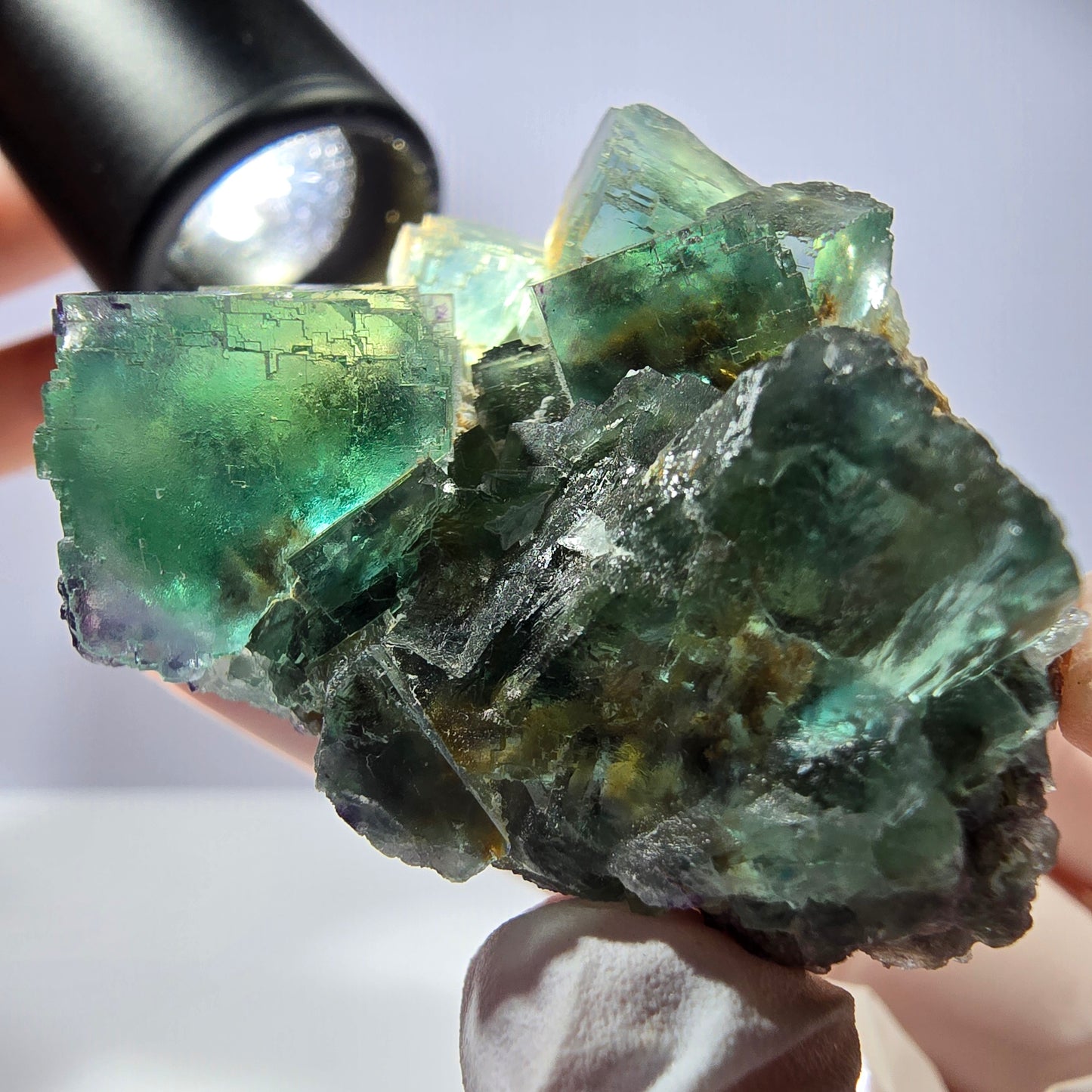 Klare Phantom Fluorit Würfel Stufe, parkettiert grün Okorusu, Namibia 54*35*26mm