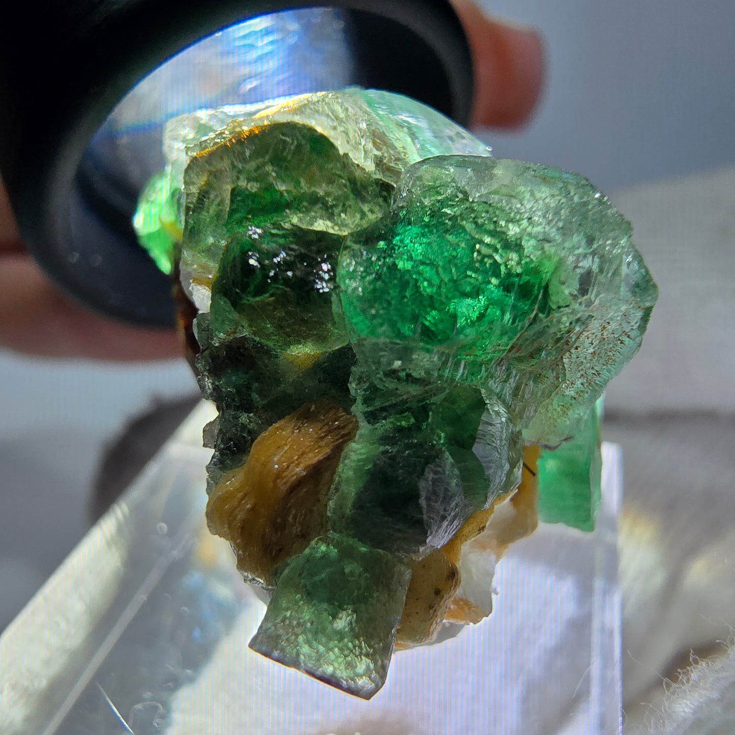 Cube de fluorite fantôme, spécimen de muscovite, Erongo, Namibie, 30 x 23 x 21 mm