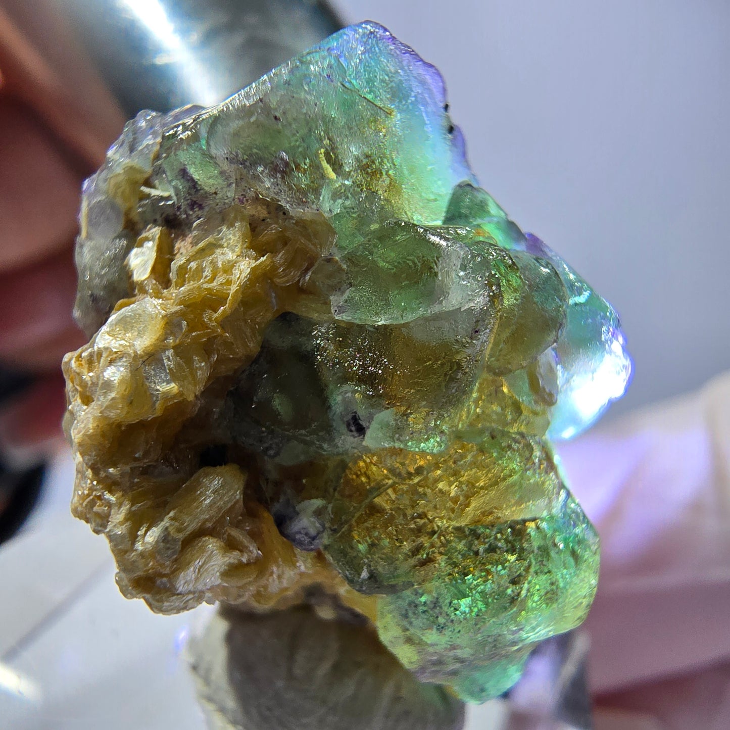 Cube de fluorite fantôme, spécimen de muscovite, Erongo, Namibie, 27 x 20 x 18 mm