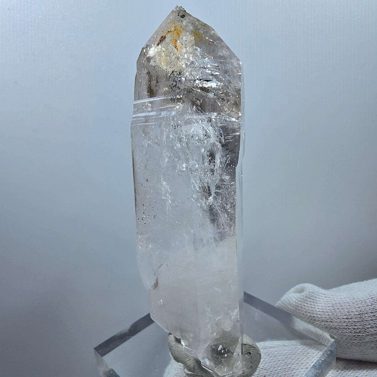 Quartz fumé lémurien Enhydro DT Sceptre Grande bulle Valentine Pocket Gob Namibie 89*37*25mm