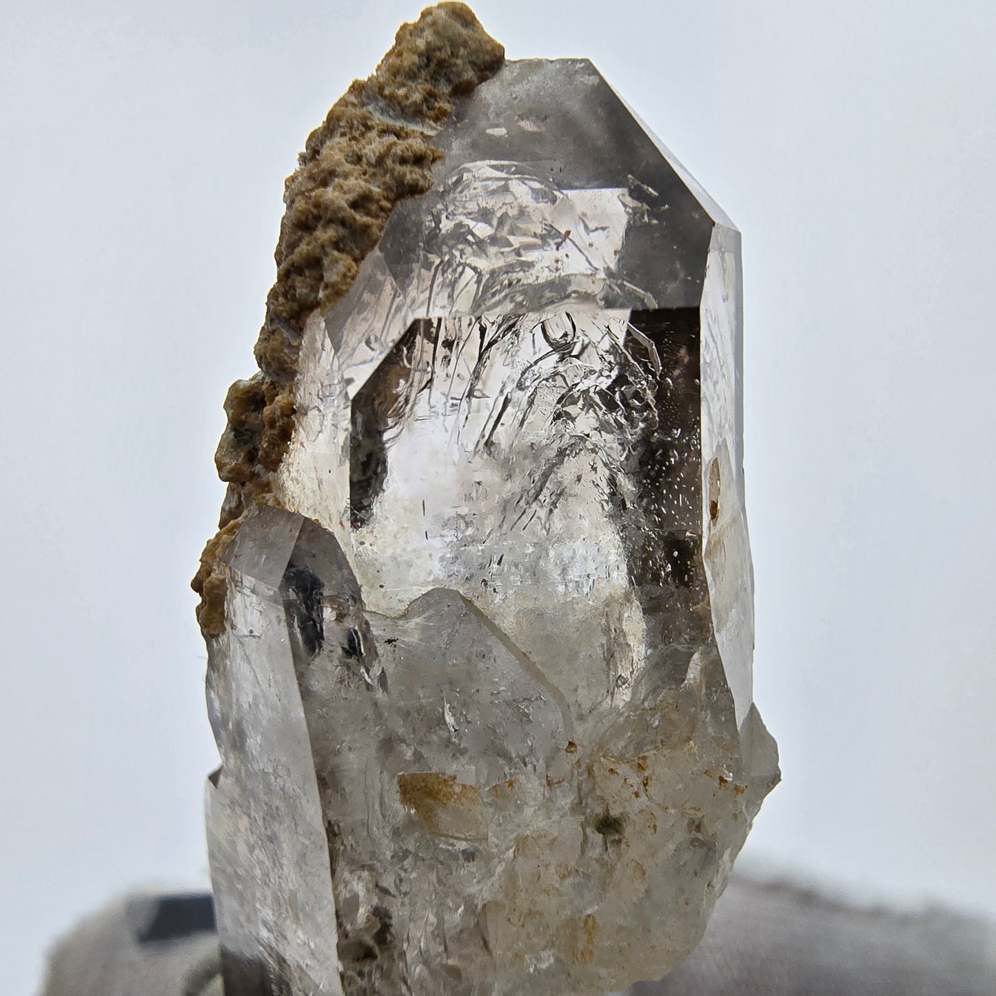 Enhydro Phantom Rauchquarz DT Zepter Quarz 2x Blase Goboboseb Namibia 46*21*17mm