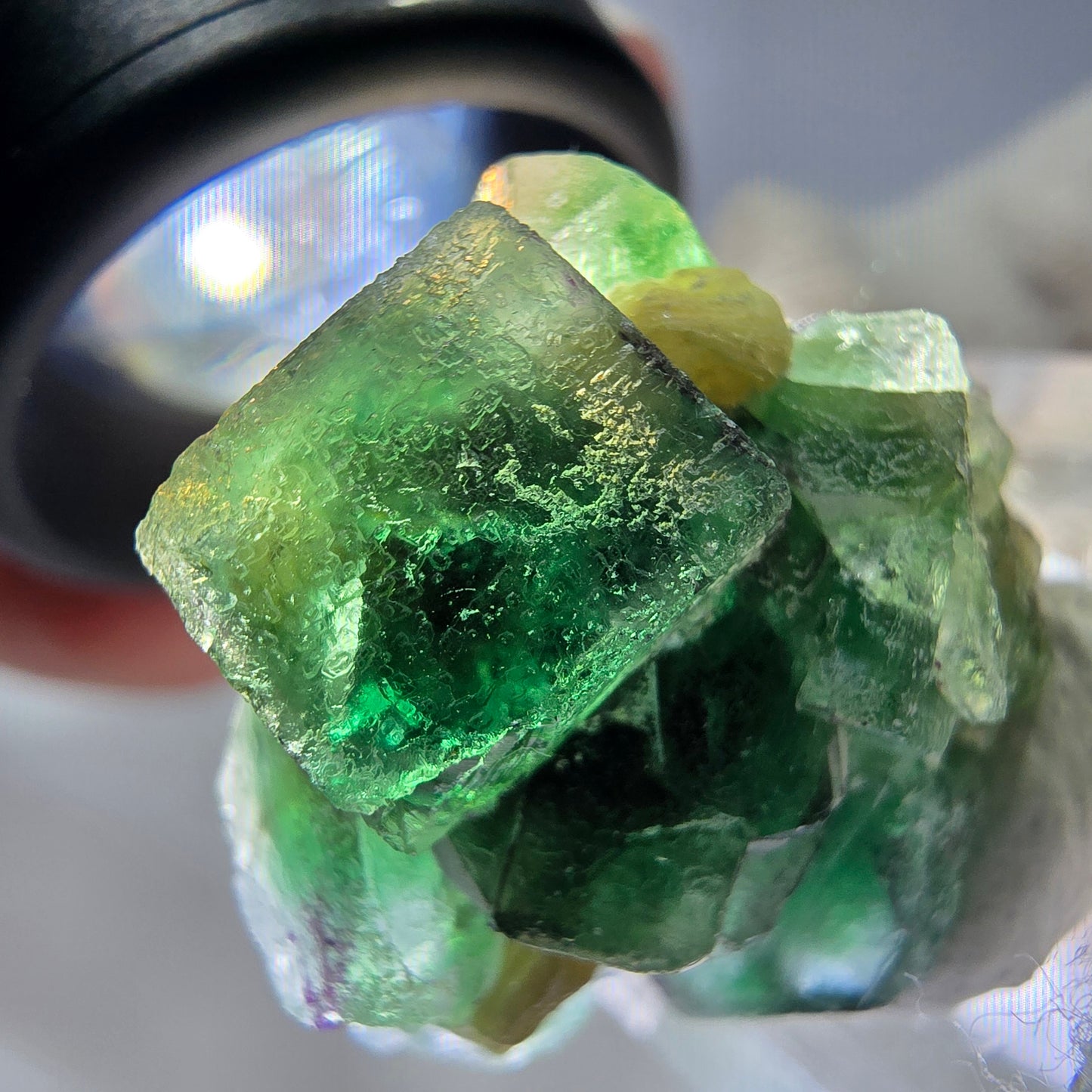 Cube de fluorite fantôme, spécimen de muscovite, Erongo, Namibie, 27 x 25 x 19 mm