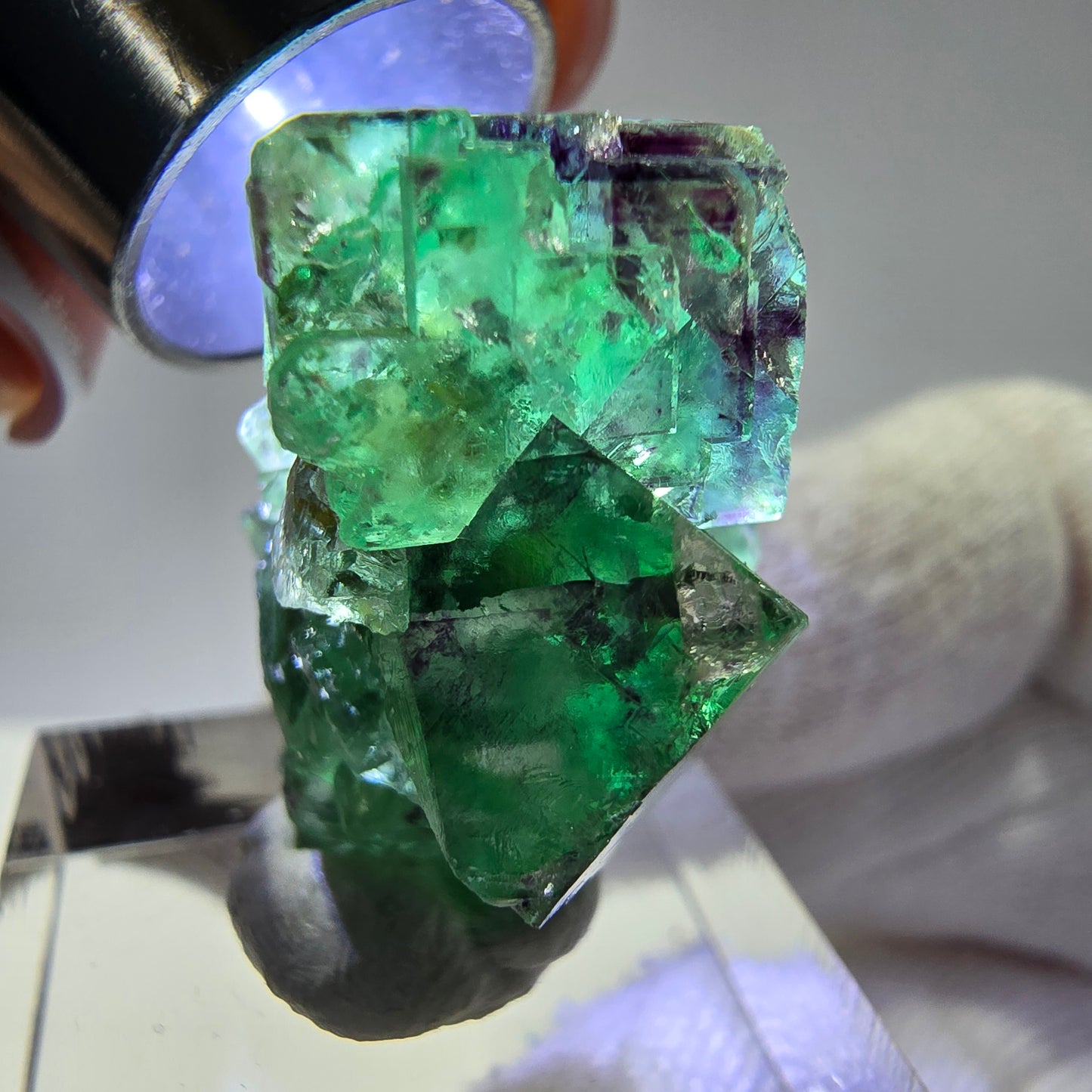 Morceaux de fluorite fantôme, vert violet zonal Okorusu, Namibie 28*24*15 mm