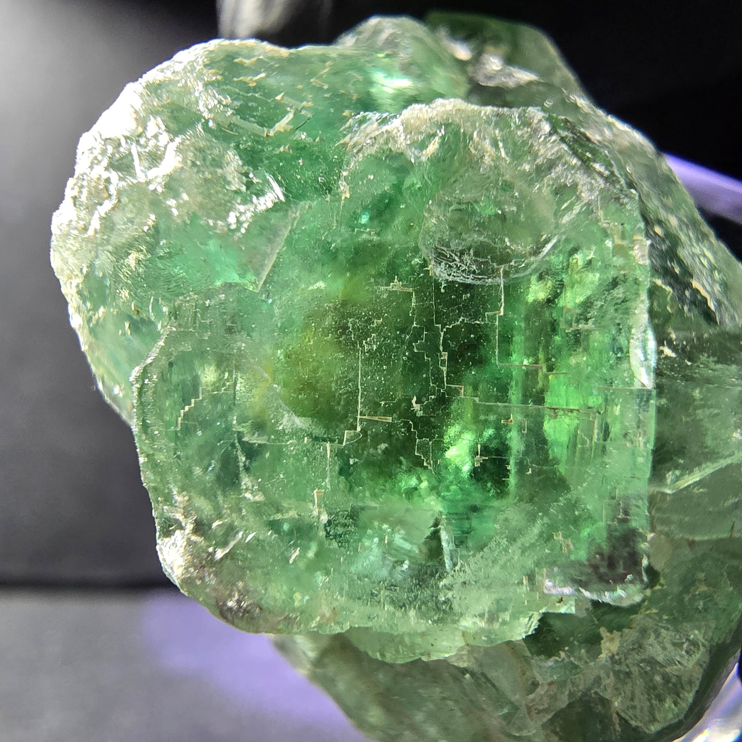 Seltene Phantom Fluorit Würfel Stufe grün 34*28*23mm Okorusu, Namibia Sammlung