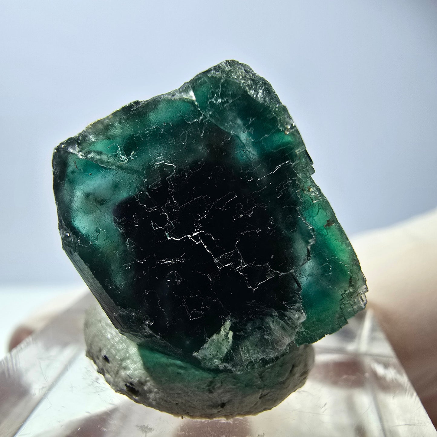 Klarer Phantom Fluorit Würfel parkettiert, grün Okorusu, Namibia 17*15*12mm