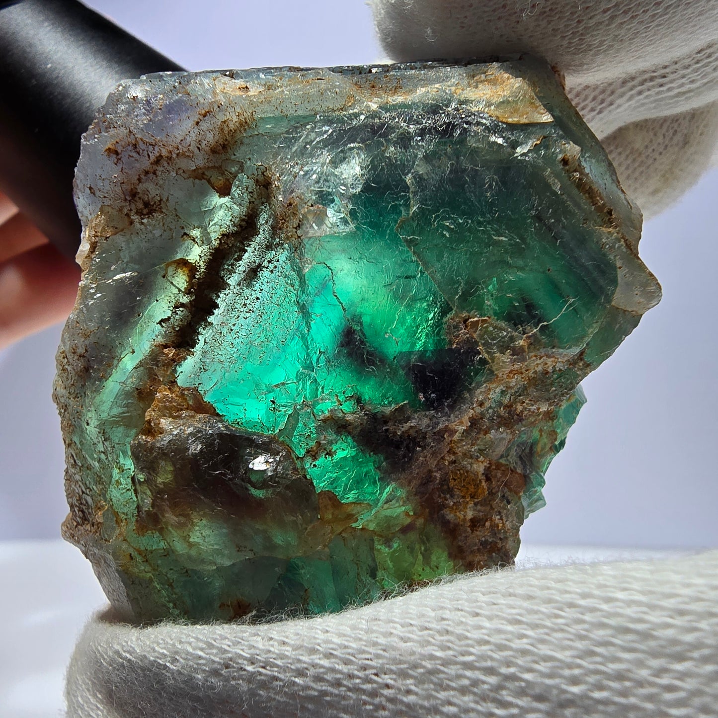 Phantom Fluorit Würfel Stufe, parkettiert zonal Okorusu Namibia 65*54*41mm