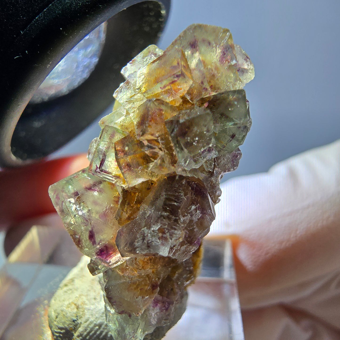 Phantom Fluorit Würfel Stufe, grün lila Okorusu, Namibia 28*24*15mm