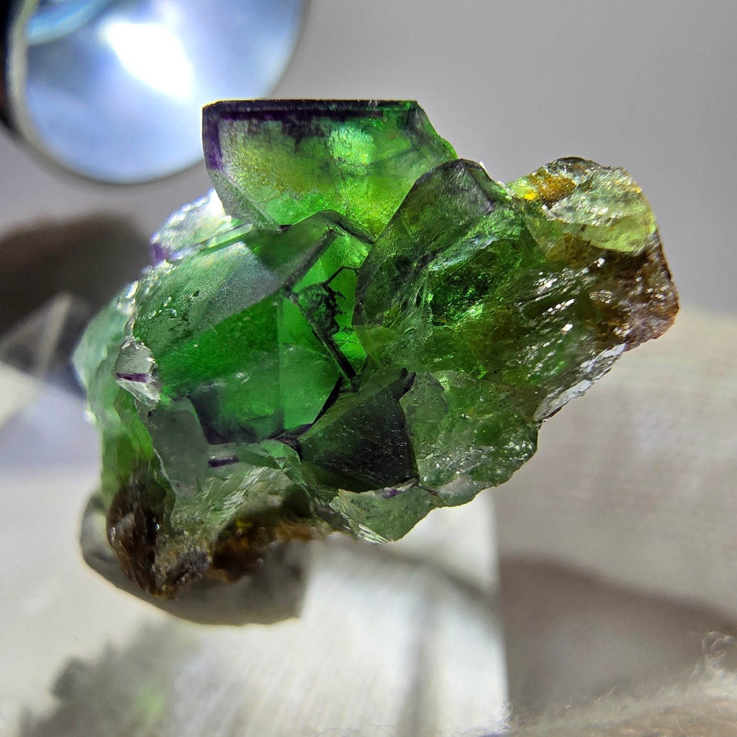 Phantom Fluorit Würfel zonal, grün braun lila Erongo, Namibia 24*17*13mm
