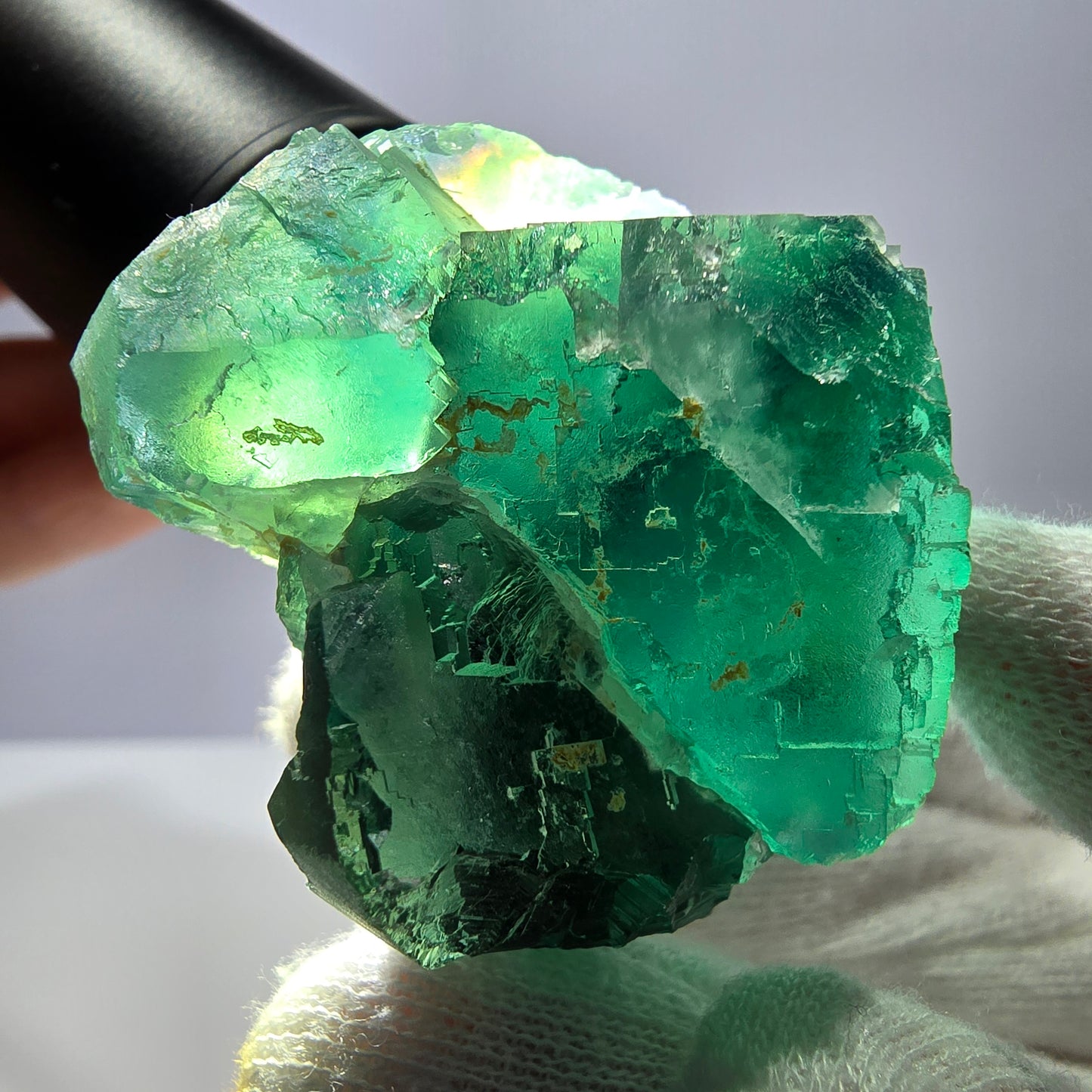 Rare spécimen de cube de fluorite fantôme, parqueté vert Okorusu, Namibie, 52 x 41 x 31 mm