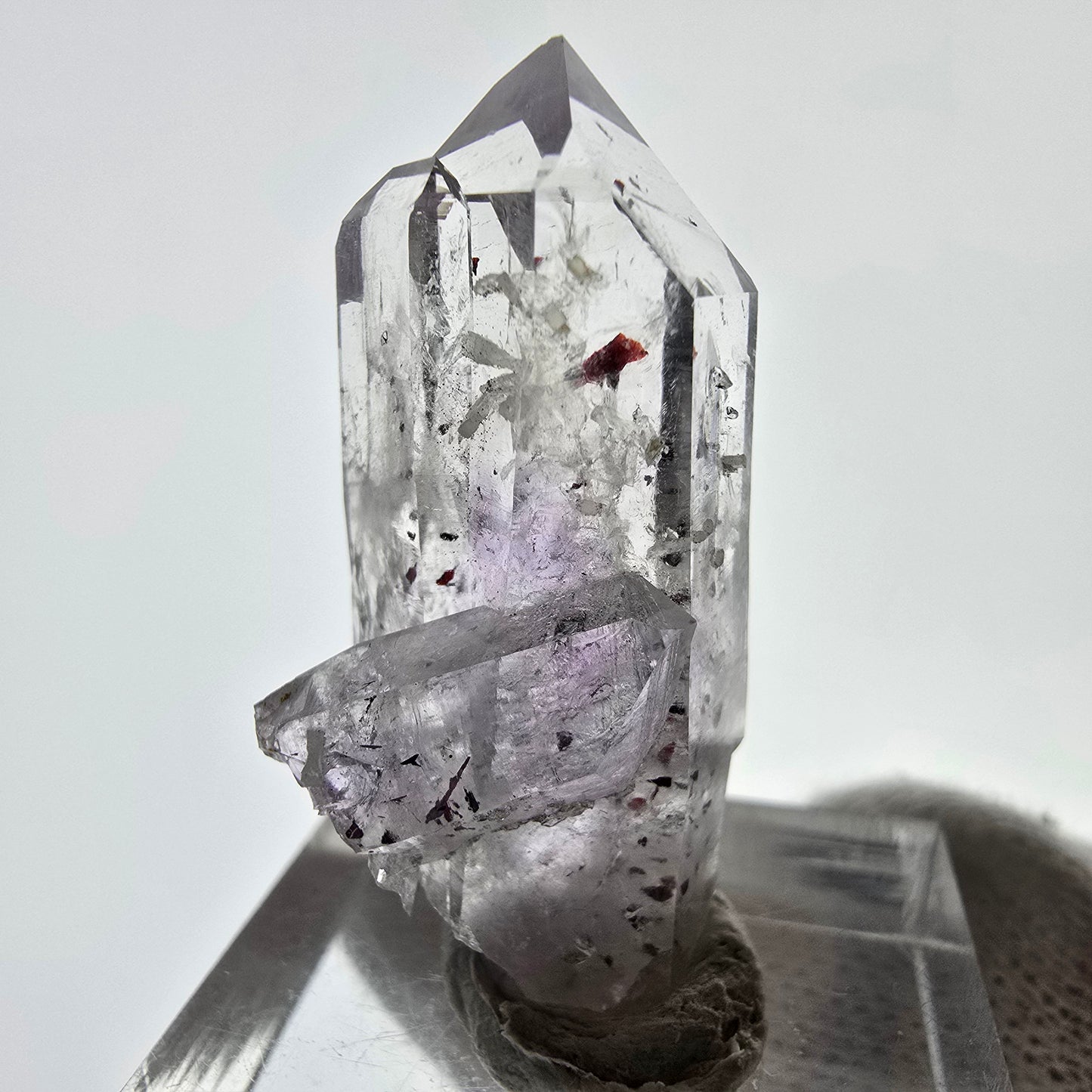 Améthyste fantôme Harlequin, spécimen de préhnite, mine Streep, Namibie, 34 x 18 x 14 mm