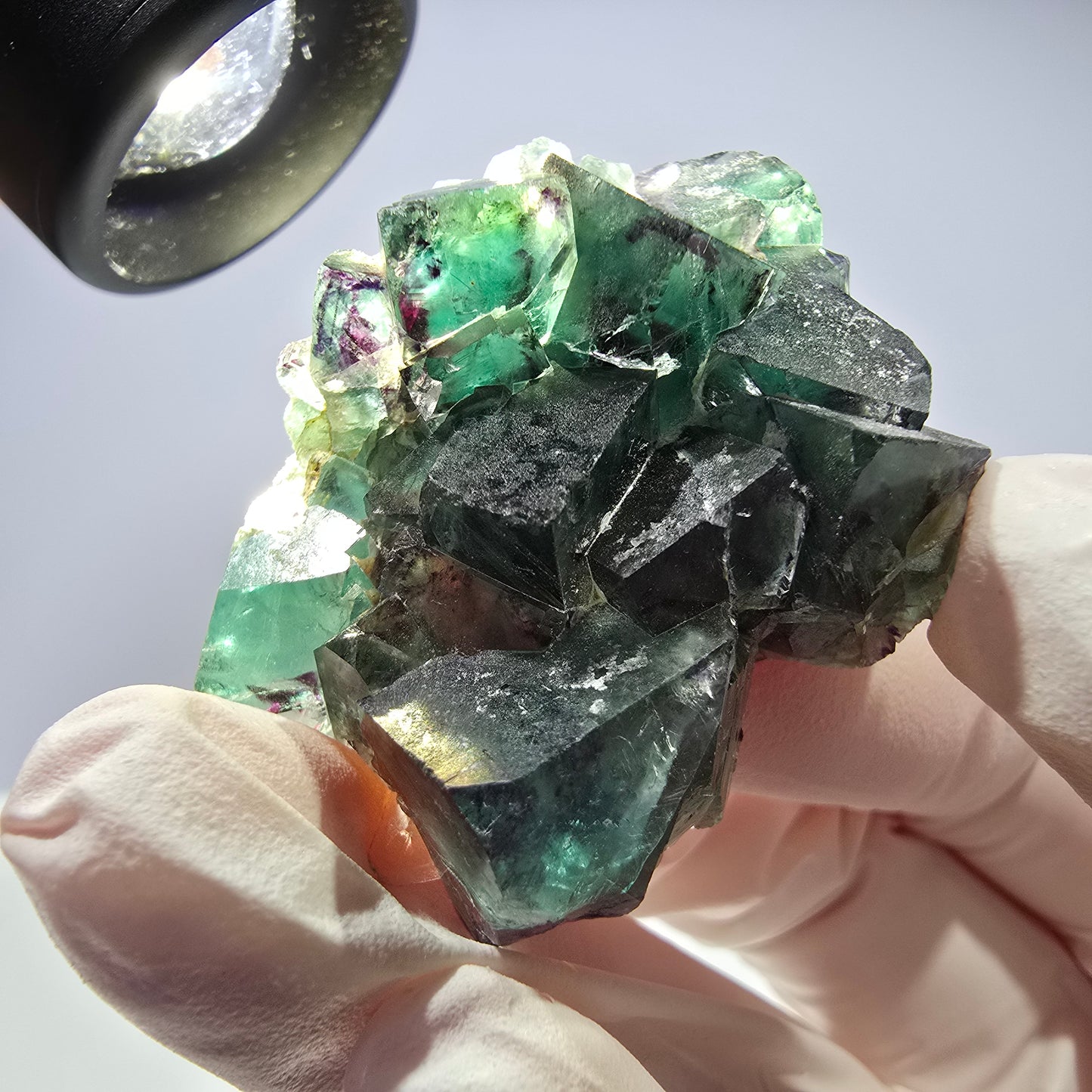 Spécimen de cube de fluorite fantôme parqueté vert violet Okorusu, Namibie 42*33*14 mm