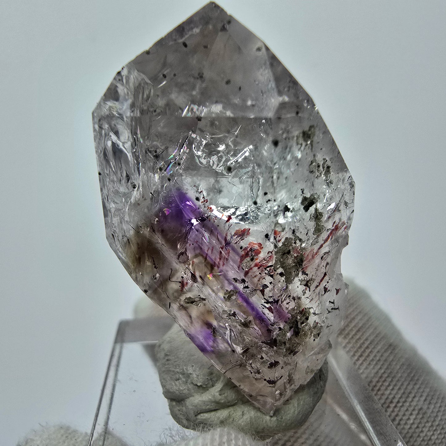 Harlequin Phantom Amethyst with Prehnite Streep Mine Goboboseb Namibia 38*23*23mm