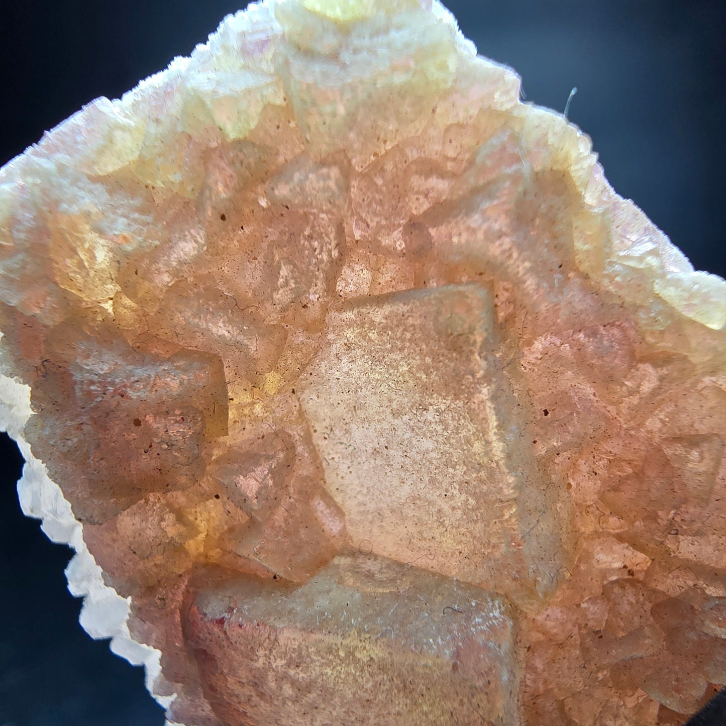 Cube de fluorite fantôme jaune violet, spécimen de quartz Omehane, Namibie 63*45*19mm
