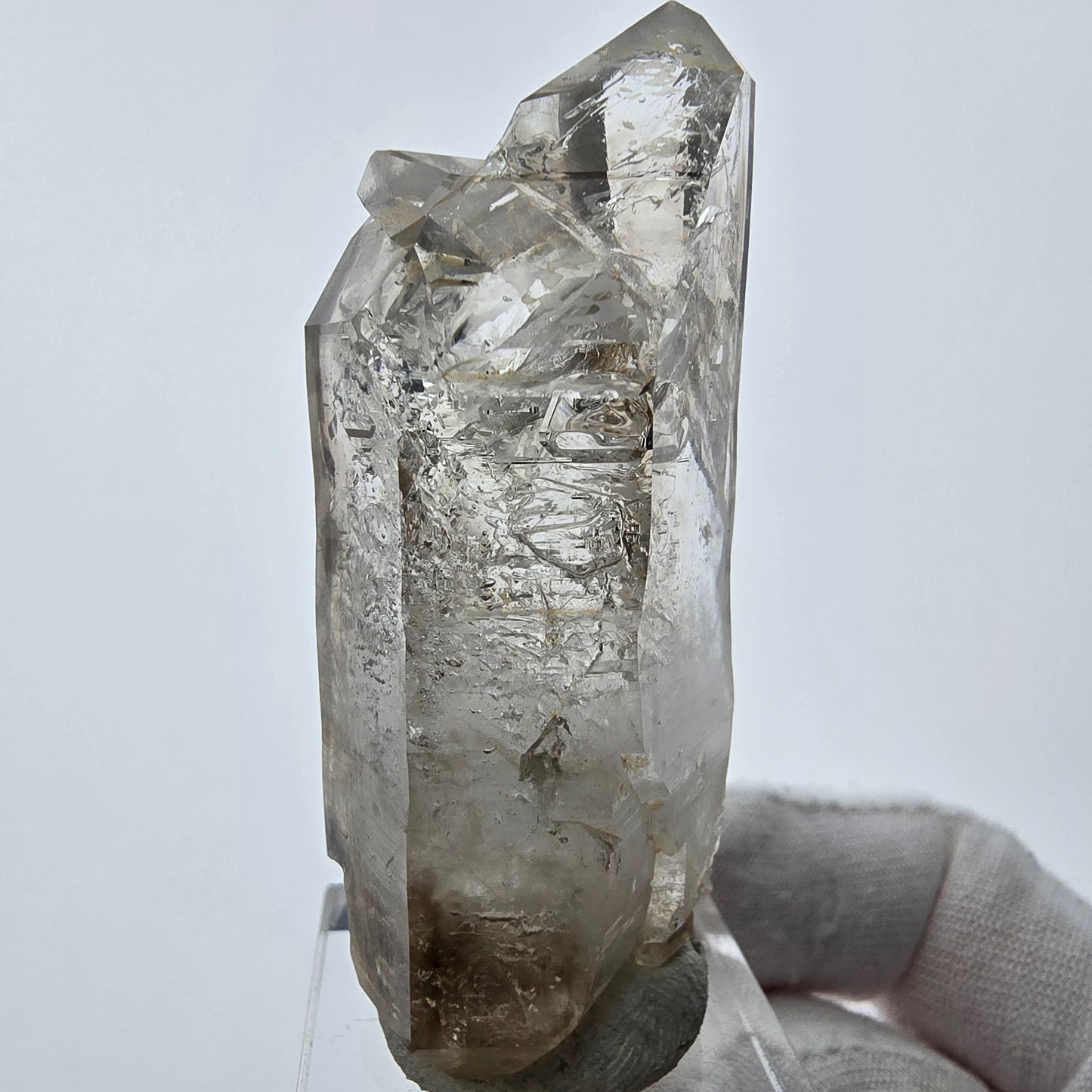 Enhydro Phantom Smoky Quartz Sceptre Tip 3x Bubble Goboboseb, Namibie 61*26*20mm