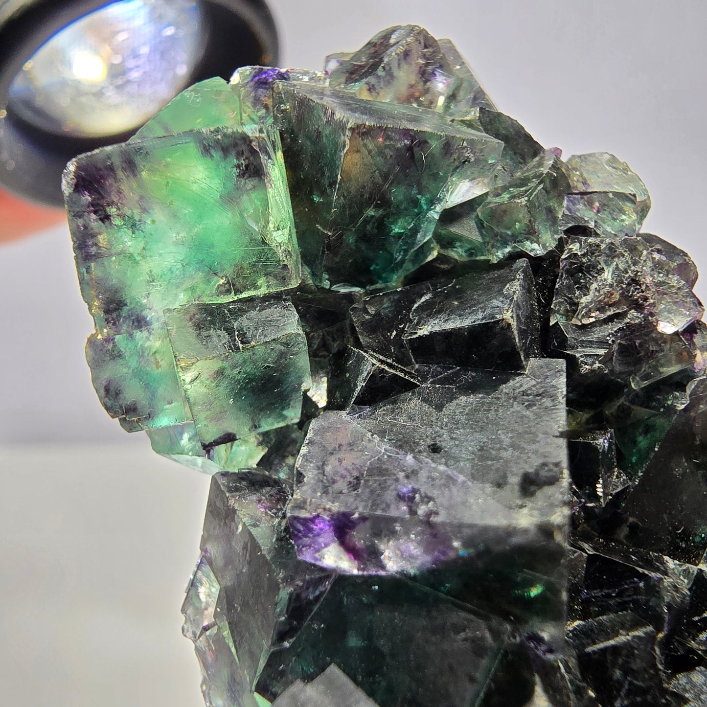 Phantom Fluorite Cube Specimen, parquetted green purple Okorusu, Namibia 52*41*18mm