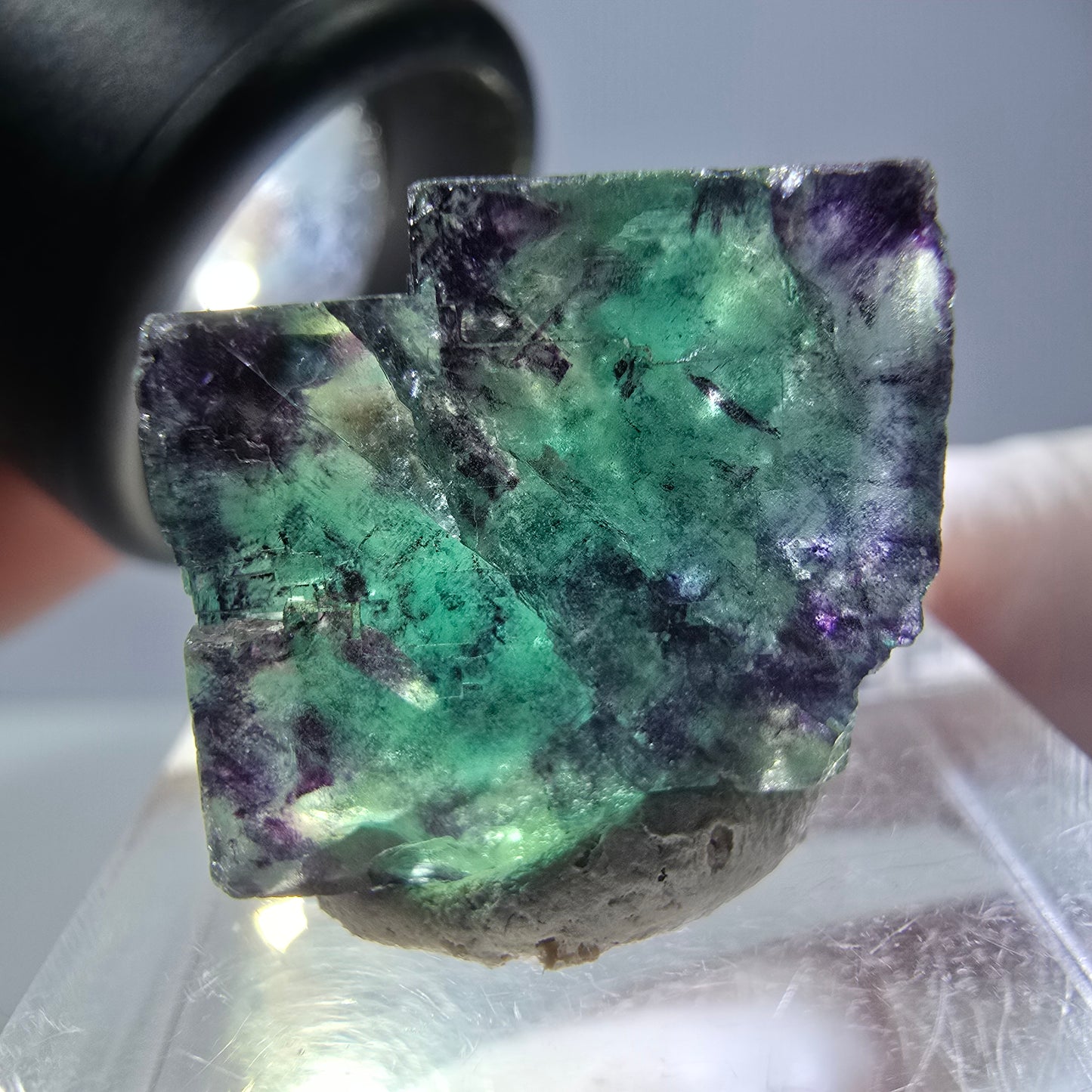Phantom Fluorit Würfel parkettiert, grün lila Okorusu, Namibia 19*16*11mm