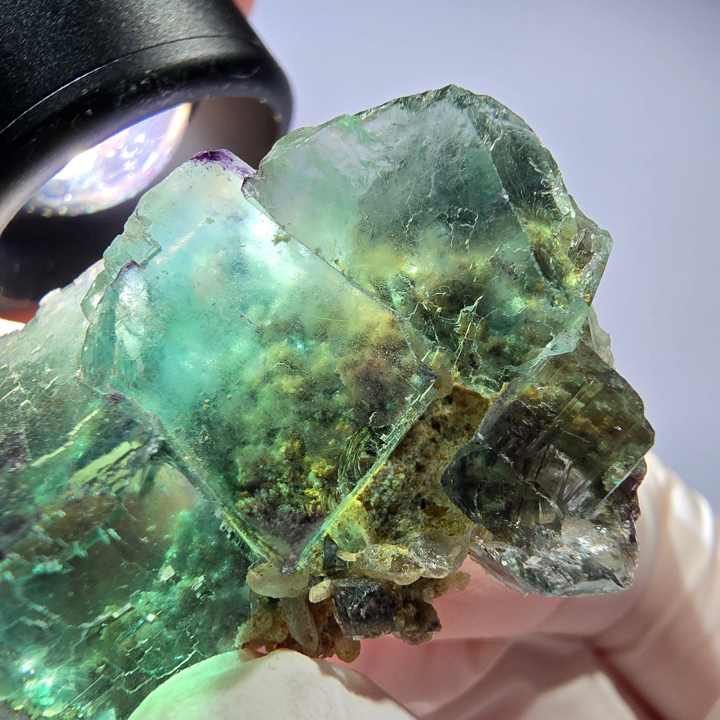 Rare spécimen de cube de fluorite fantôme, parqueté vert Okorusu, Namibie, 42 x 30 x 18 mm