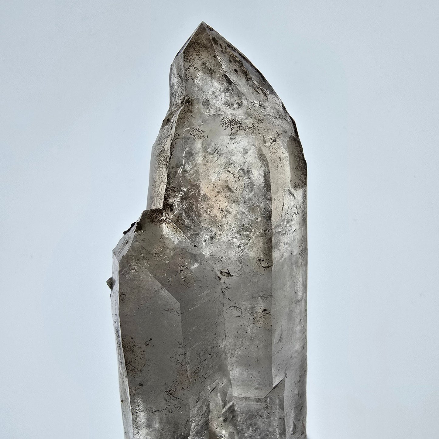 Quartz fumé squelette fantôme Enhydro, DT, calcite UV, Valentine Pocket Gob. Namibie, 107 x 41 x 27 mm
