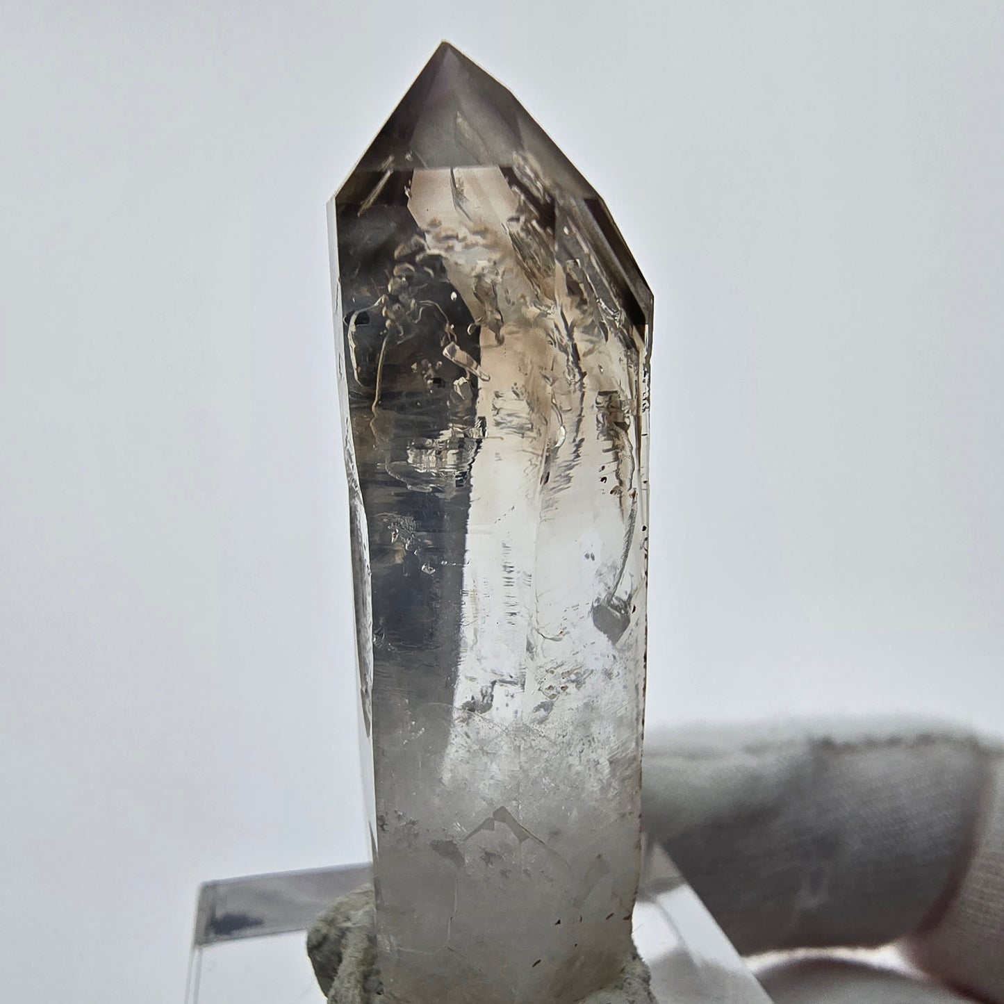 Enhydro Phantom Smoky Quartz Sceptre Tip 1x Bubble Goboboseb, Namibie 44*13*11mm