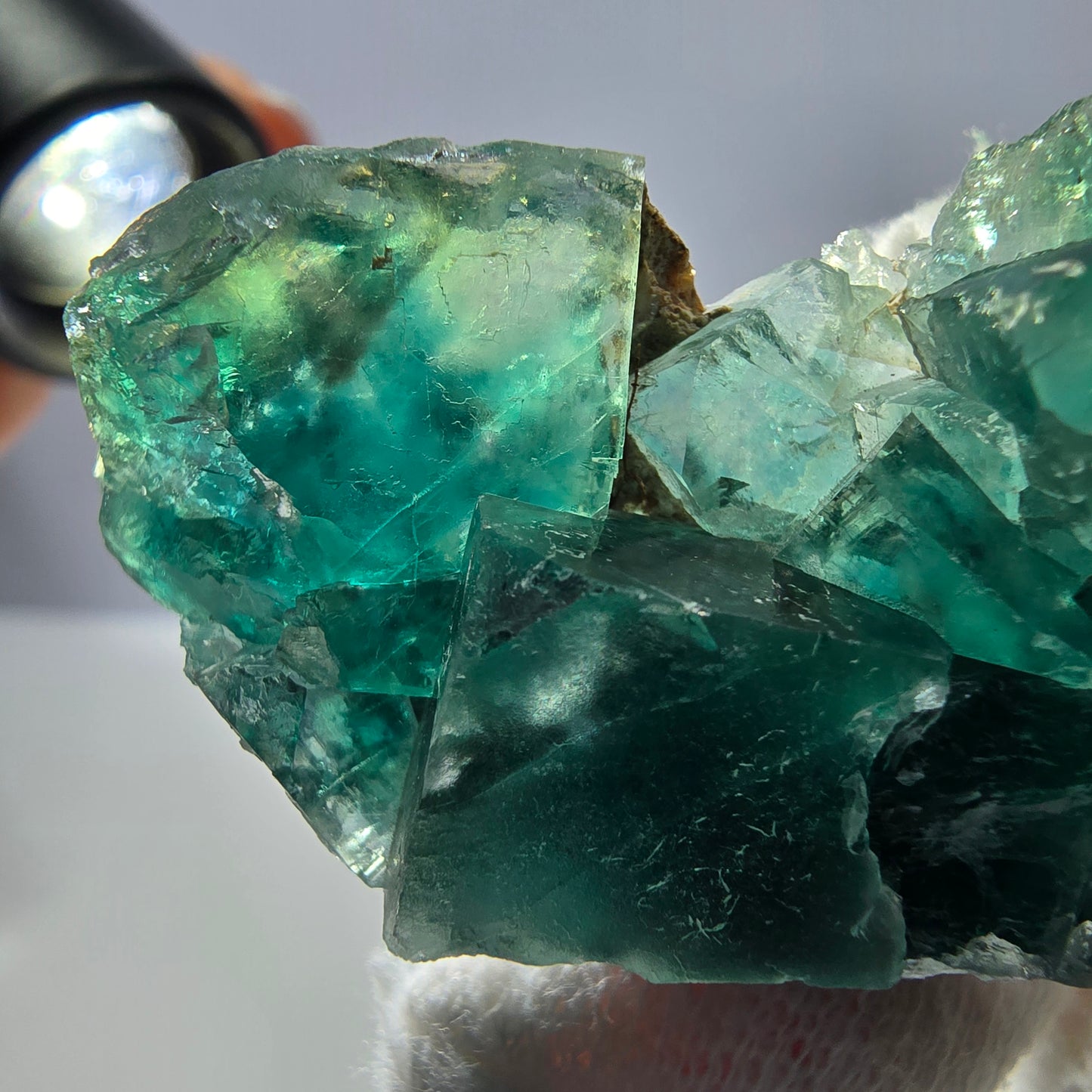 Rare spécimen de cube de fluorite fantôme, parqueté vert Okorusu, Namibie, 55 x 34 x 17 mm