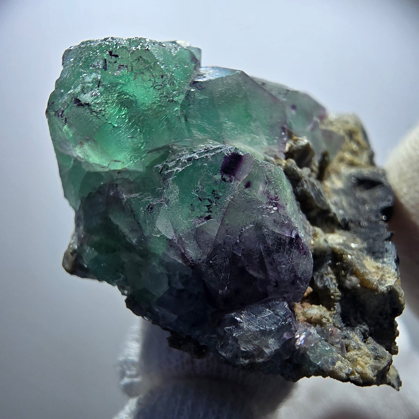 Phantom Fluorite zonal, Muscovite, Schorl Tourmaline specimen Erongo Namibia 62*48*33mm