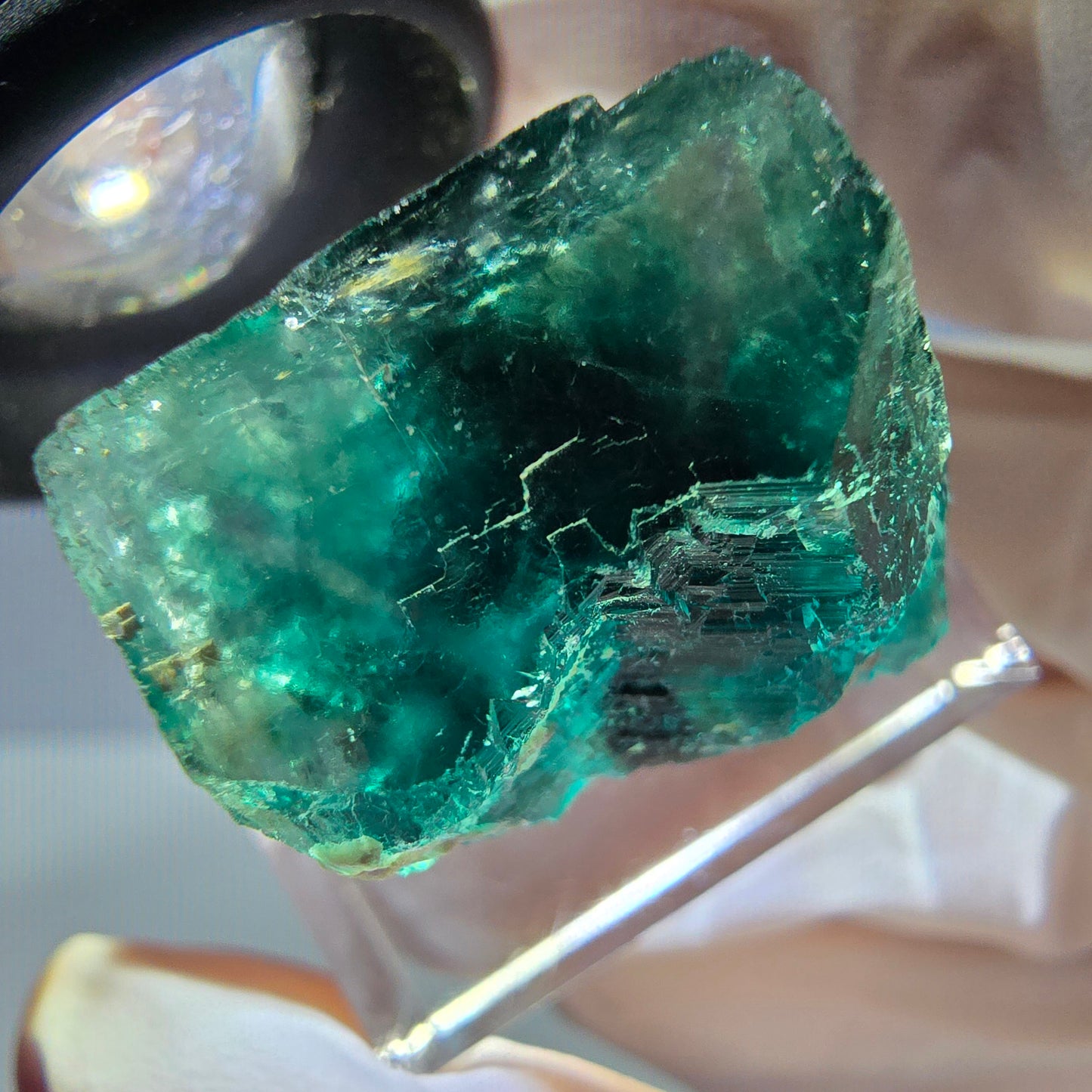Klarer Phantom Fluorit Würfel parkettiert, grün Okorusu, Namibia 23*20*16mm