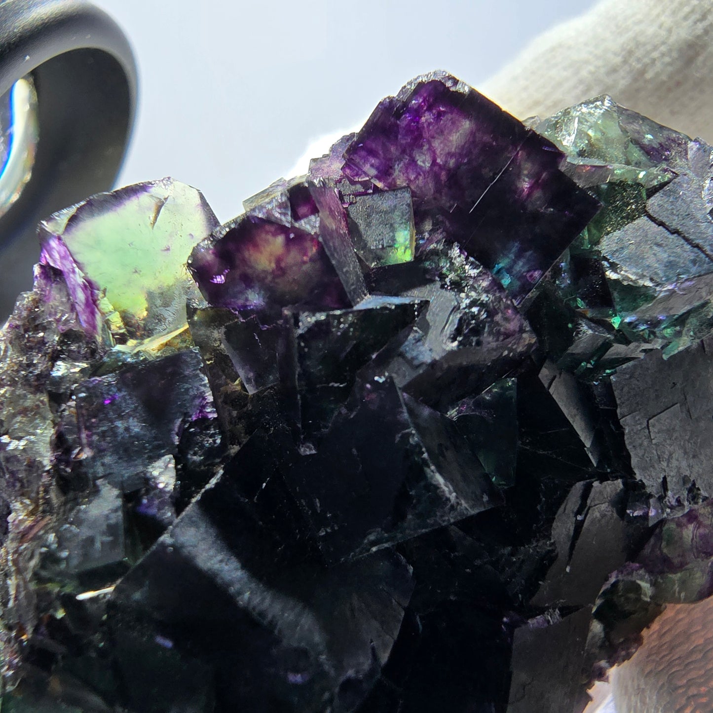 Rare Phantom Fluorite Cube Specimen zonal green purple Okorusu, Namibia 59*42*18mm