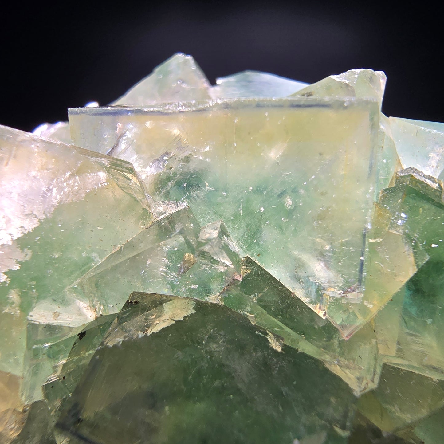 Cube de fluorite fantôme transparent, vert jaune Okorusu namibie 53x47x18mm, Collection