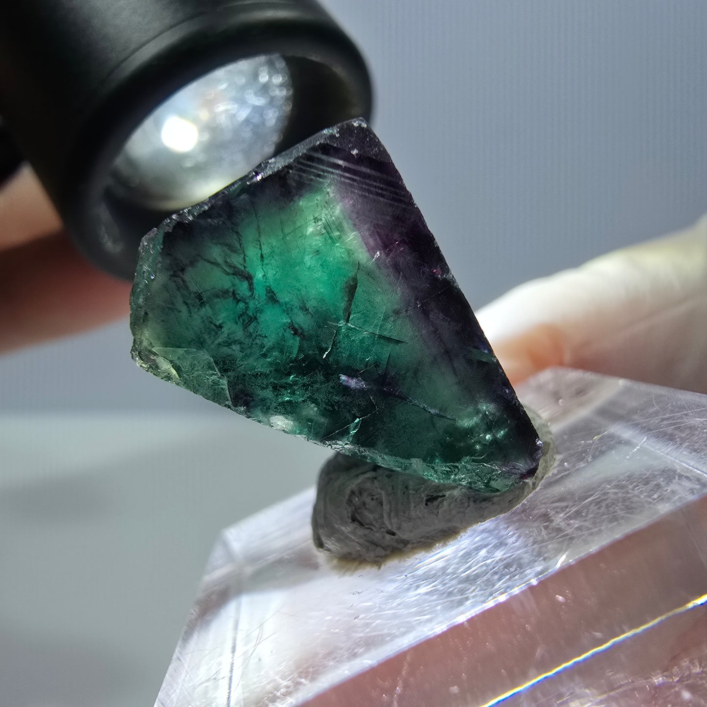 Phantom Fluorit Würfel Stufe, parkettiert grün lila Okorusu, Namibia 21*18*15mm