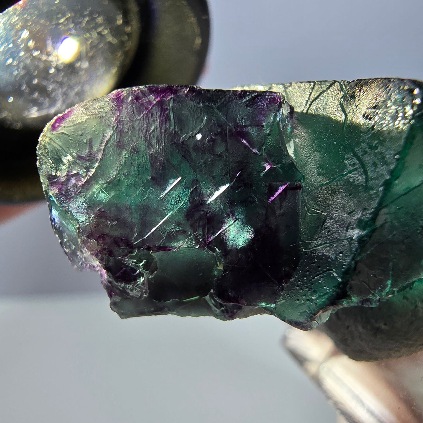 Spécimen de cube de fluorite fantôme, parqueté vert violet Okorusu, Namibie 32*23*16 mm