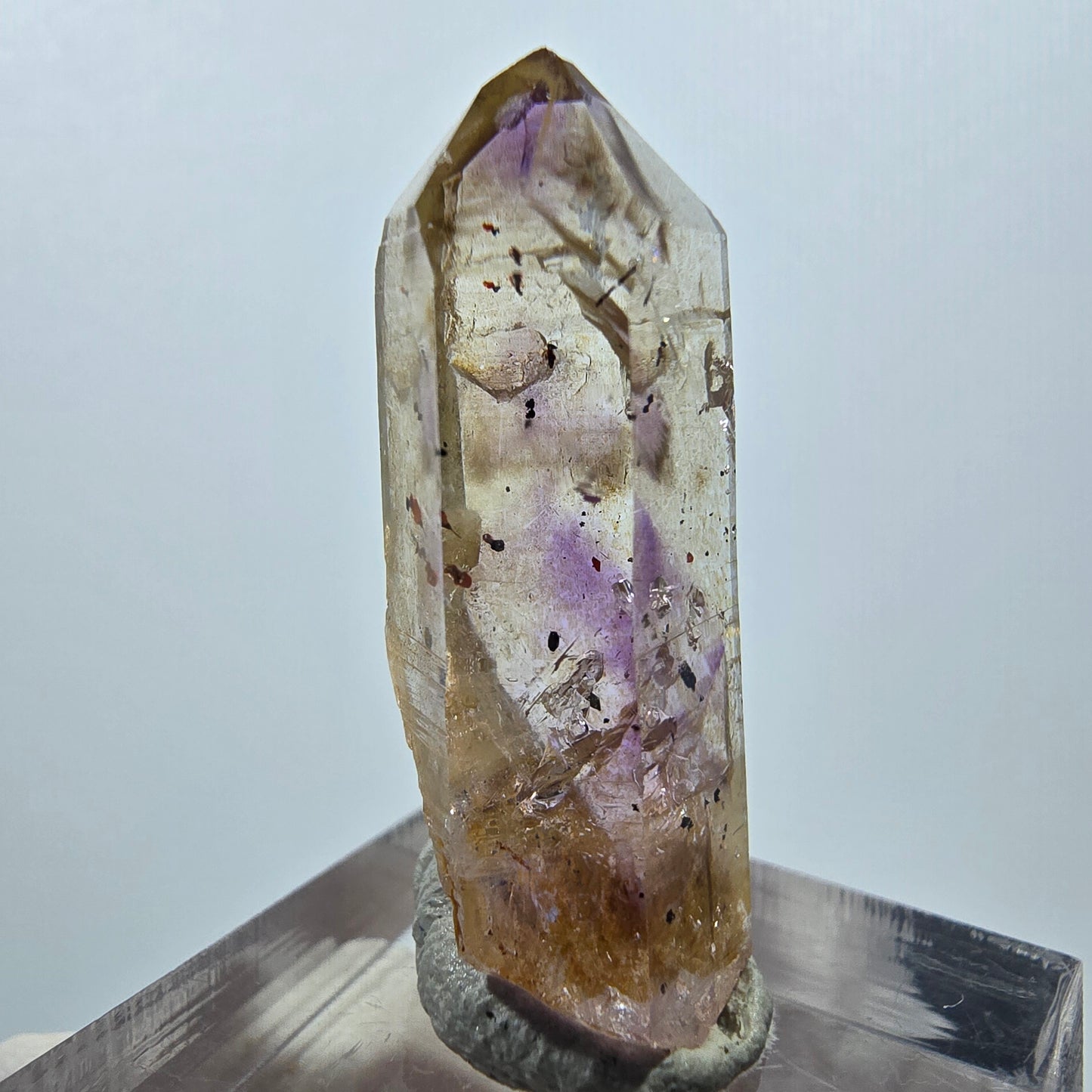 Améthyste fantôme Enhydro, mine d'hématite Streep, Goboboseb, Namibie, 32 x 11 x 11 mm
