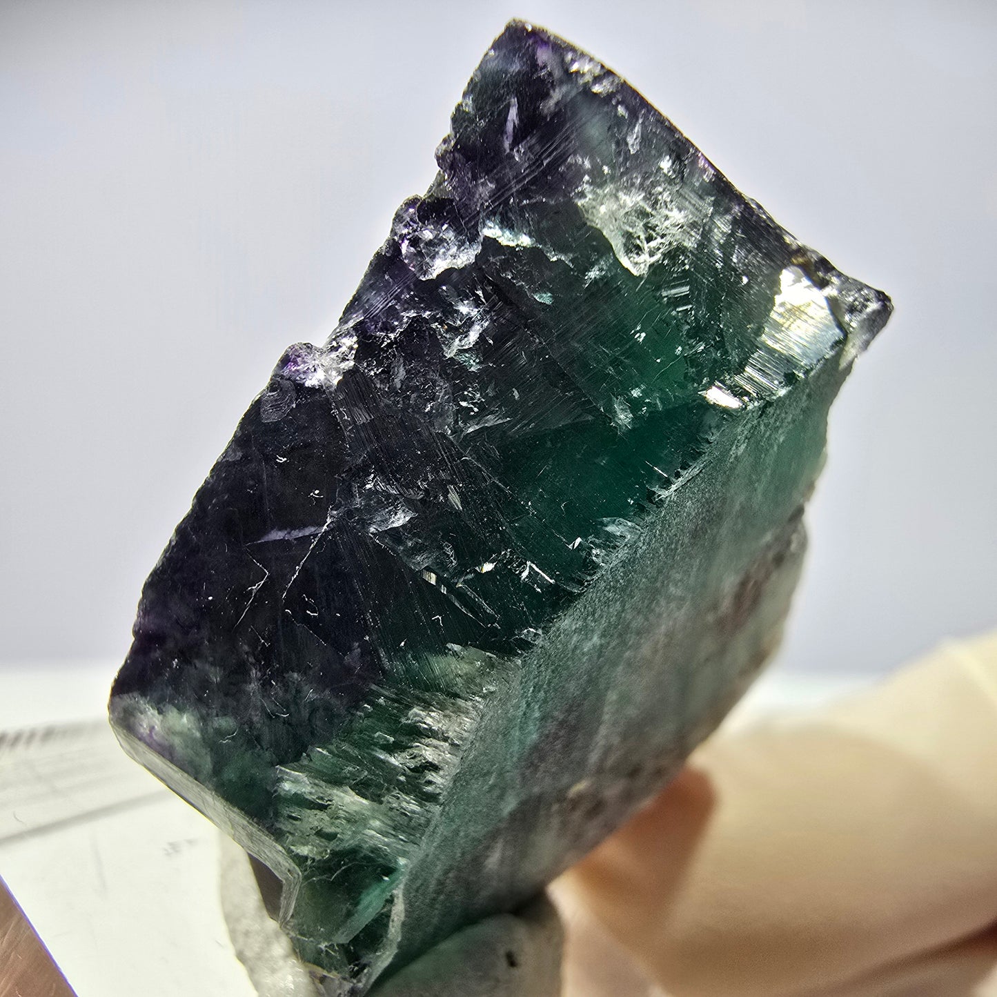 Rare cube de fluorite fantôme parqueté vert violet Okorusu Namibie 35*33*14mm