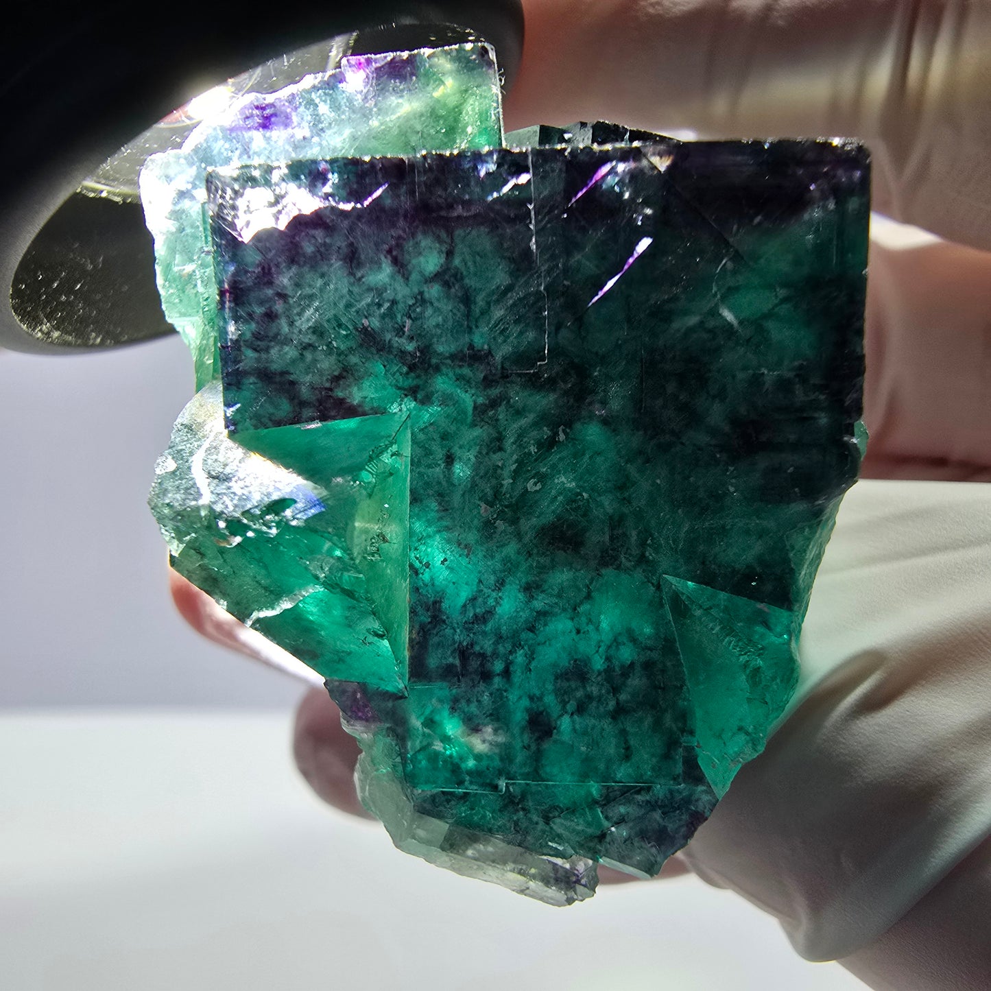 Phantom Fluorit Würfel Stufe, parkettiert grün lila Okorusu, Namibia 42*32*23mm