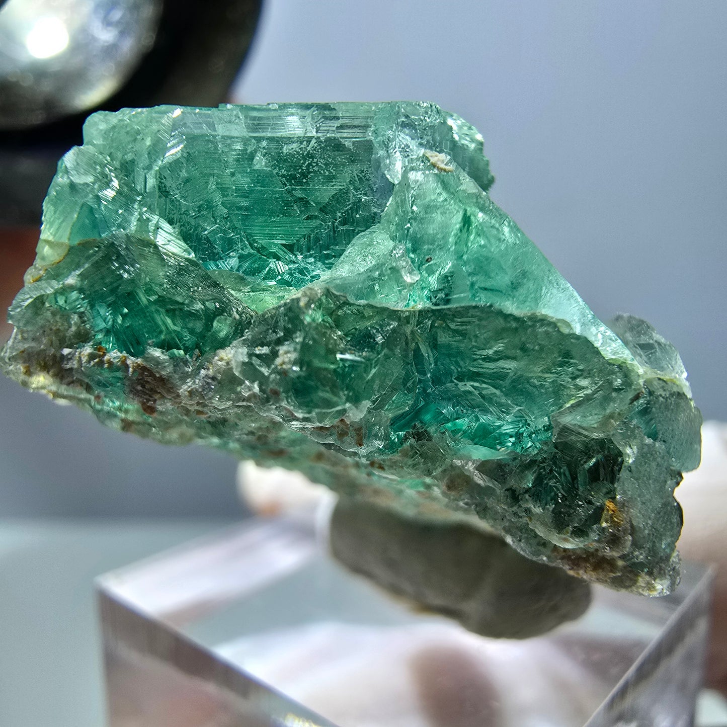 Phantom Fluorit Würfel Stufe, grün parkettiert Okorusu, Namibia 38*28*16mm