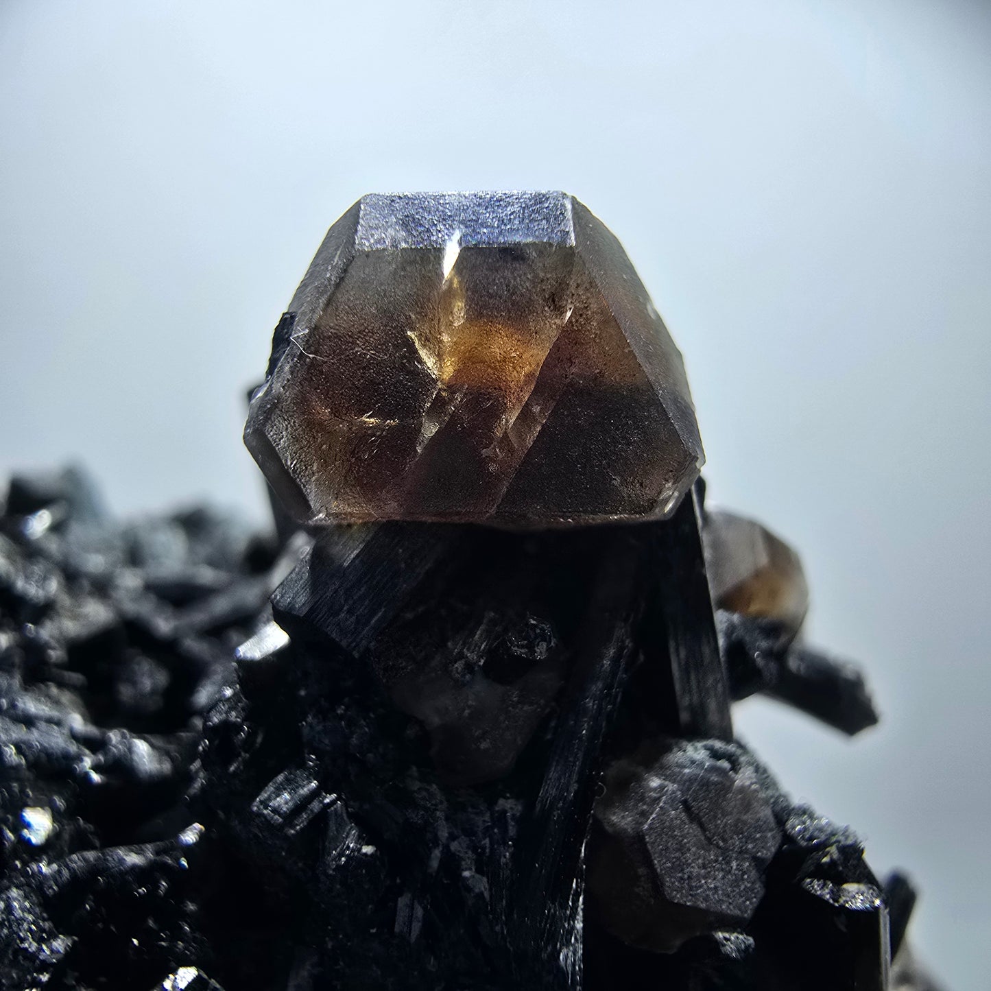 Phantom Fluorite Cube Brown, Schorl Tourmaline Specimen Erongo, Namibia 81*49*36mm