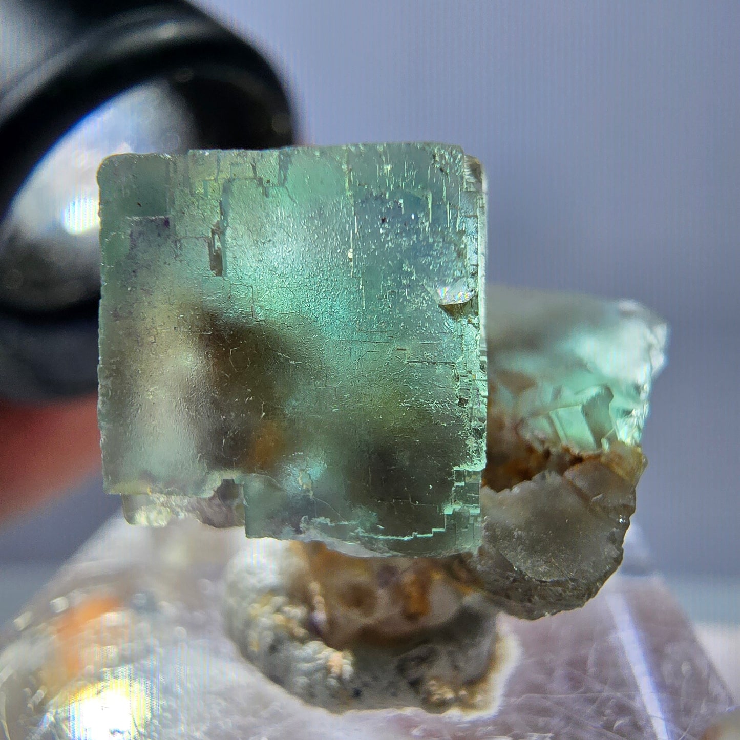 Seltene Phantom Fluorit Würfel Stufe, grün Okorusu, Namibia 22*19*18mm