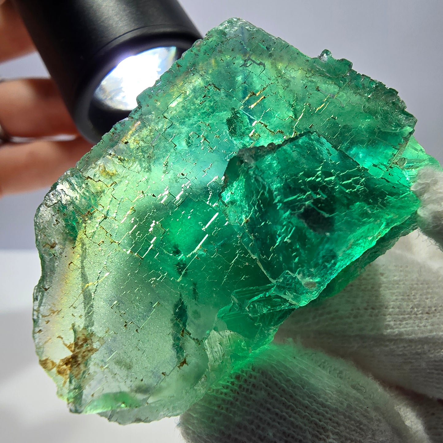 Rare spécimen de cube de fluorite fantôme, parqueté vert Okorusu, Namibie, 55 x 36 x 23 mm