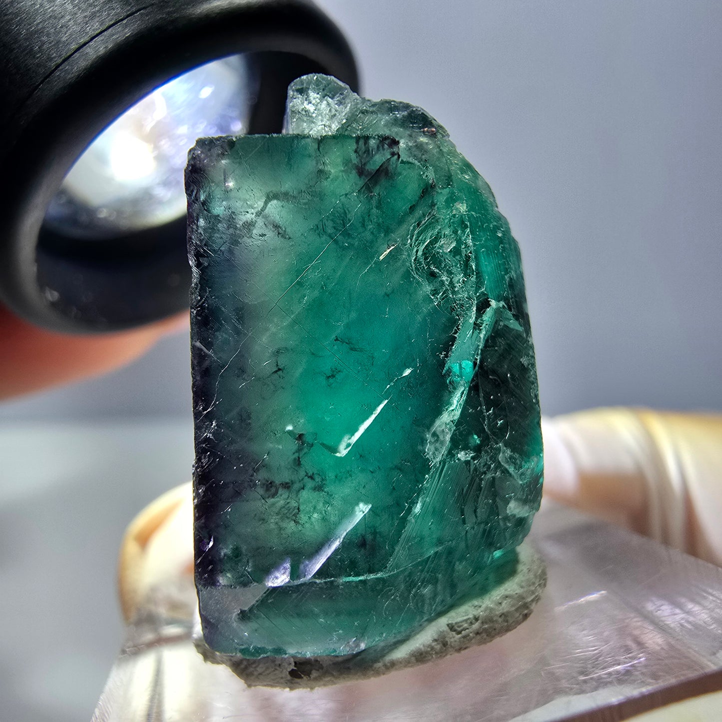 Phantom Fluorit Würfel Stufe, parkettiert grün lila Okorusu, Namibia 26*25*16mm
