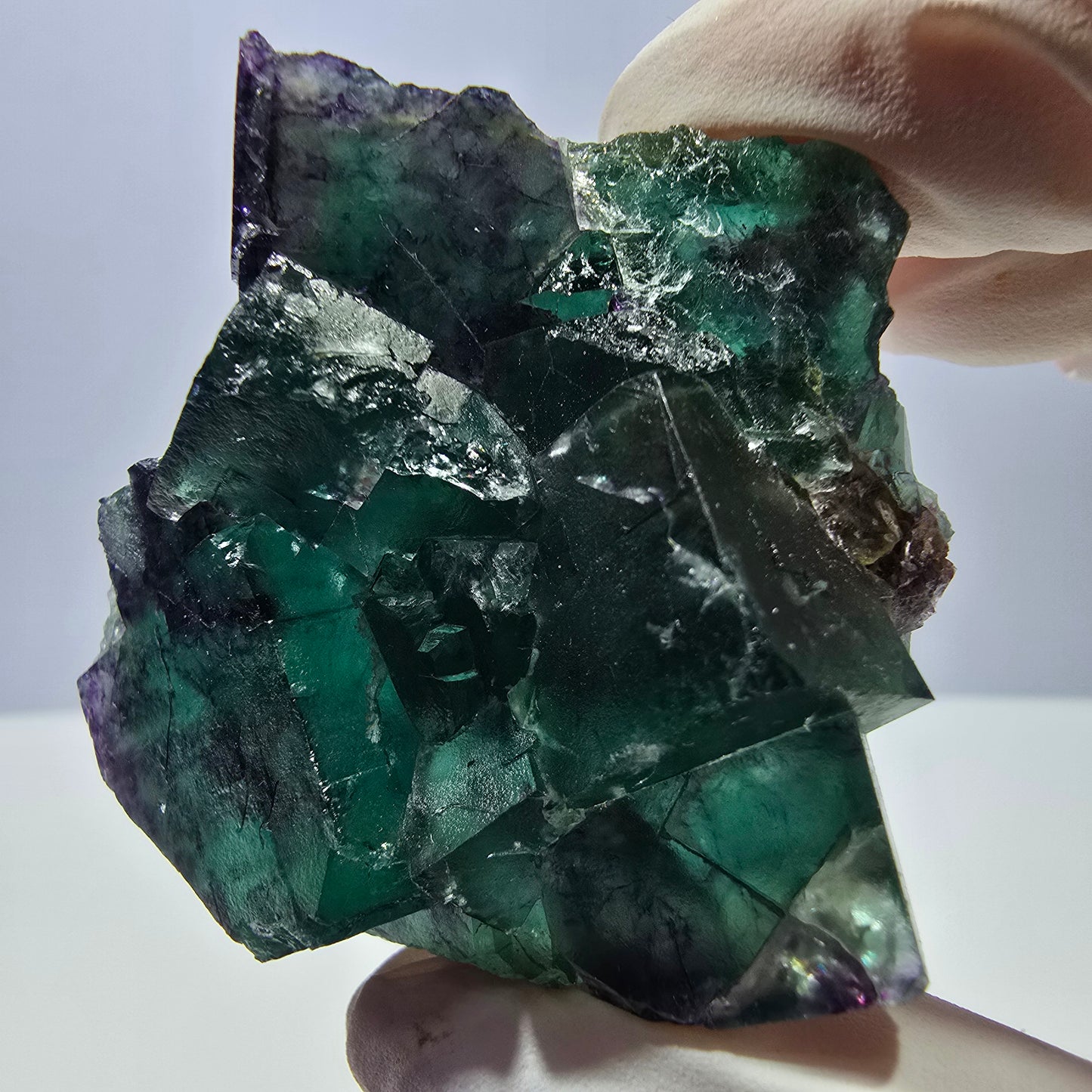 Spécimen de cube de fluorite fantôme parqueté vert violet Okorusu, Namibie 44*42*24 mm