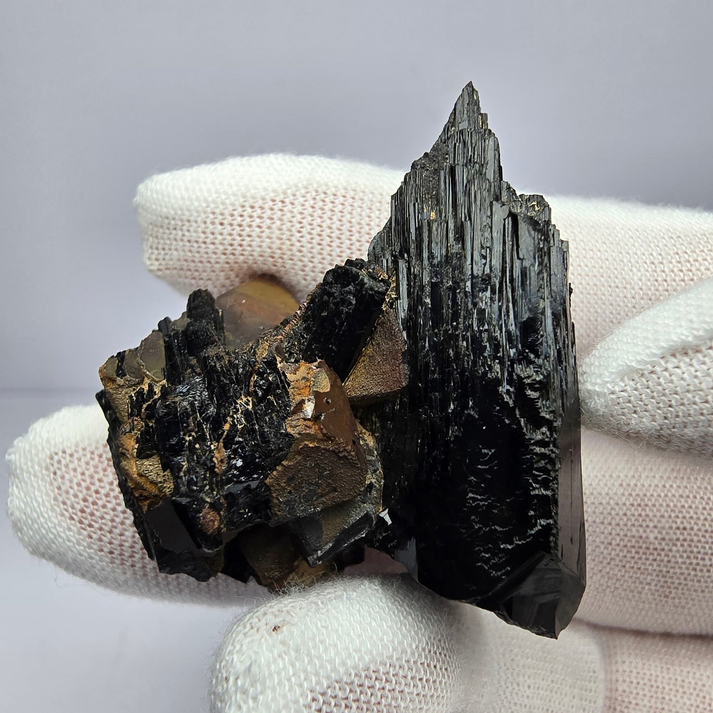 Schörl Turmalin, Eisen Fluorit Oktaeder Stufe Erongo Namibia 39*36*29mm Sammlung